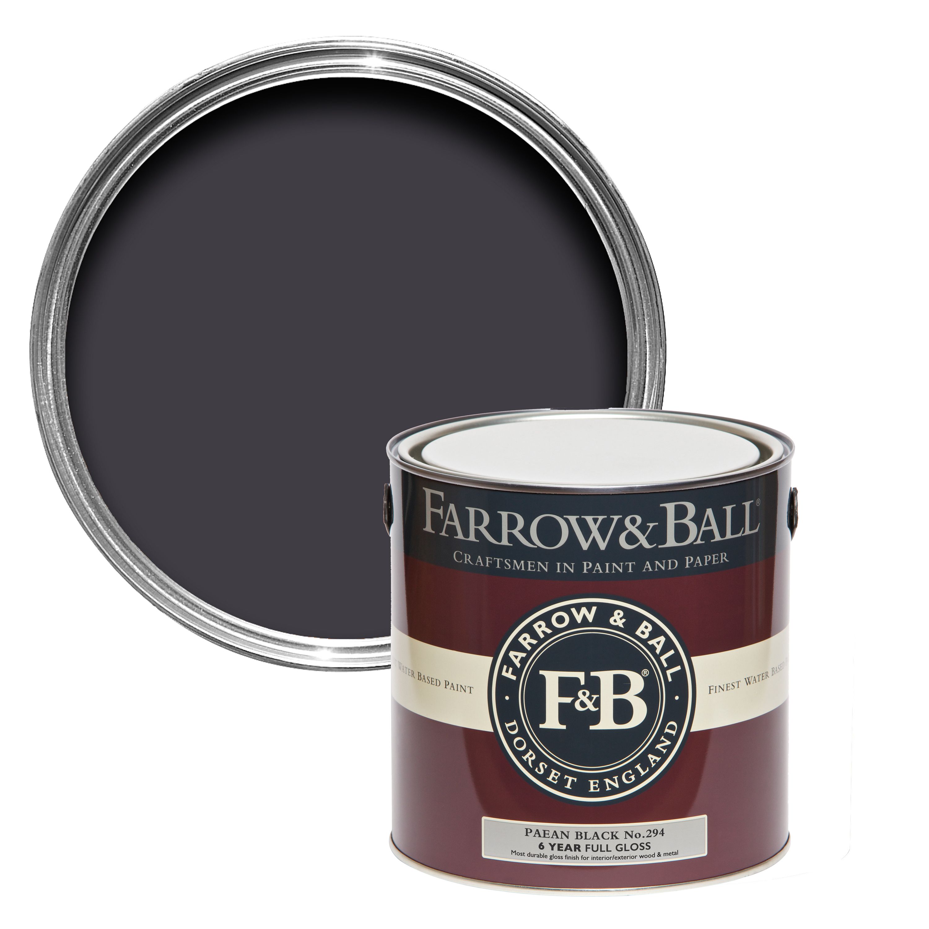 Farrow & Ball Interior Paean black Gloss Metal & wood paint, 2.5L