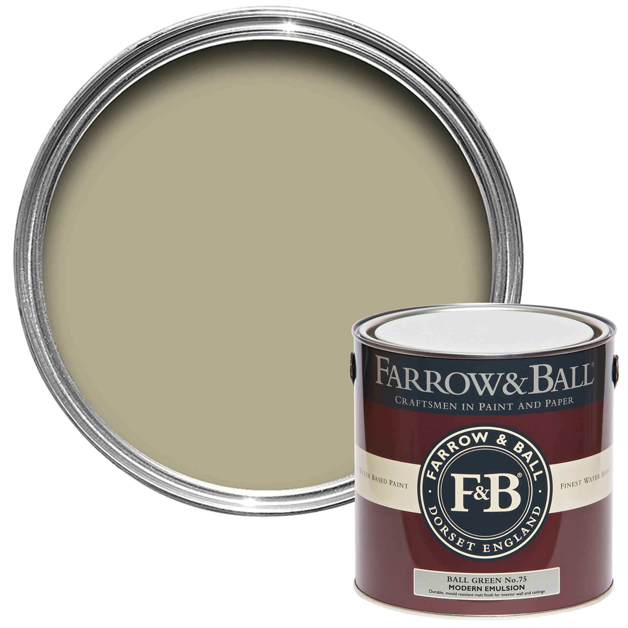 Farrow & Ball Modern Ball Green No.75 Matt Emulsion paint, 2.5L  