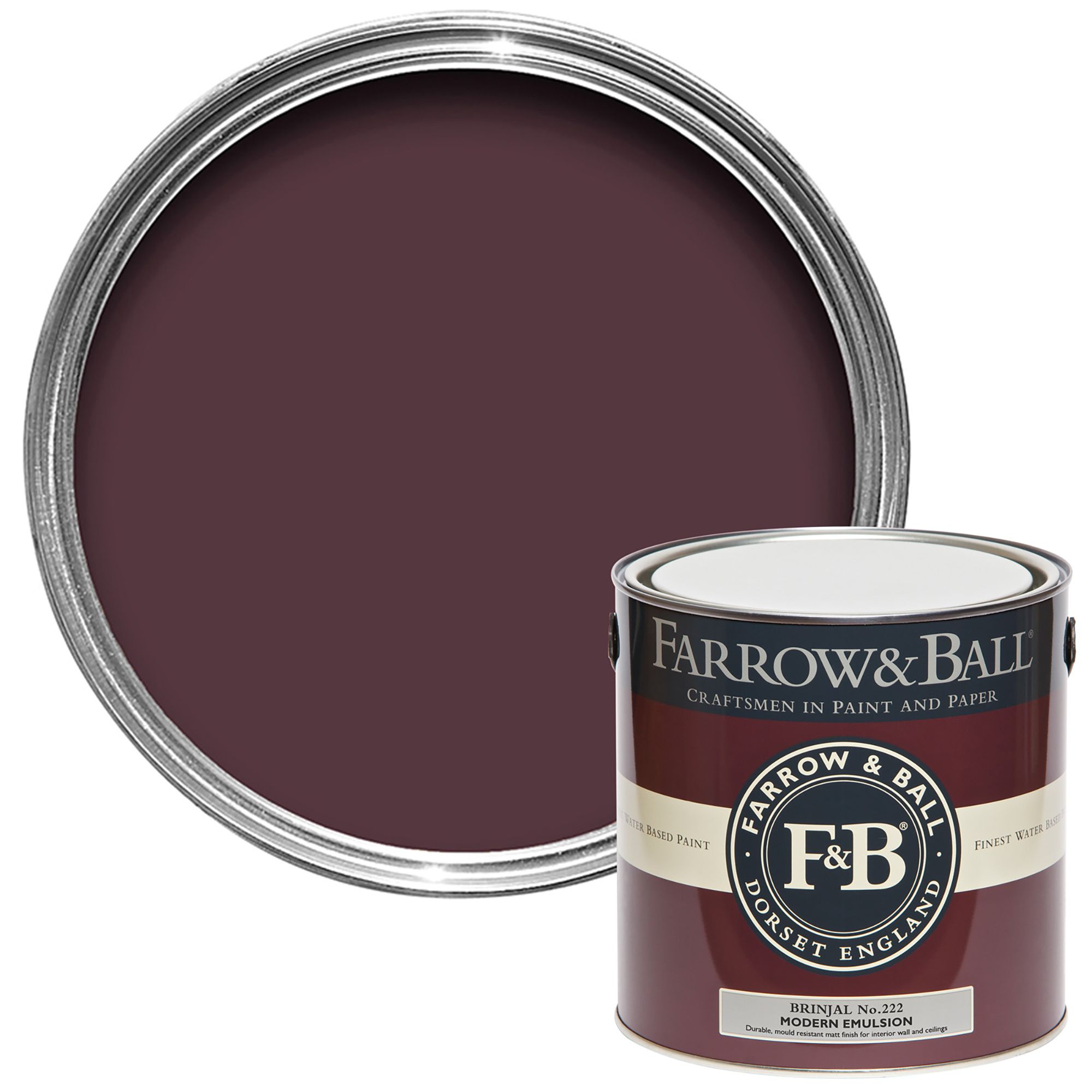 Farrow & Ball Modern Brinjal No.222 Matt Emulsion paint, 2.5L