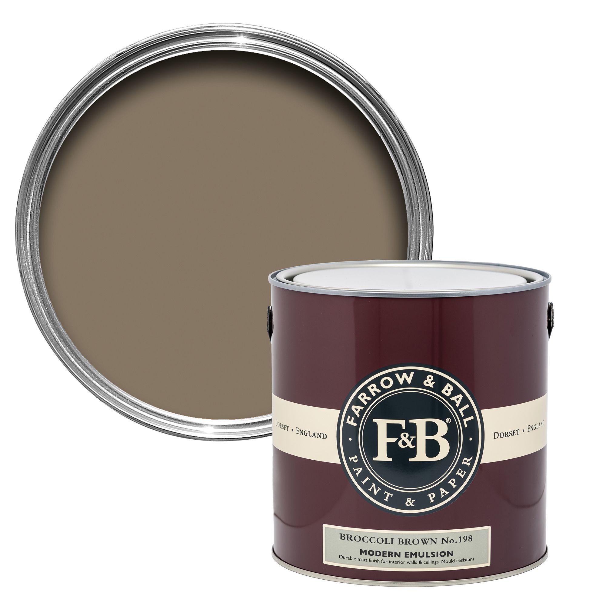 Farrow & Ball Modern Broccoli Brown No.198 Matt Wall & ceiling Emulsion paint, 2.5L