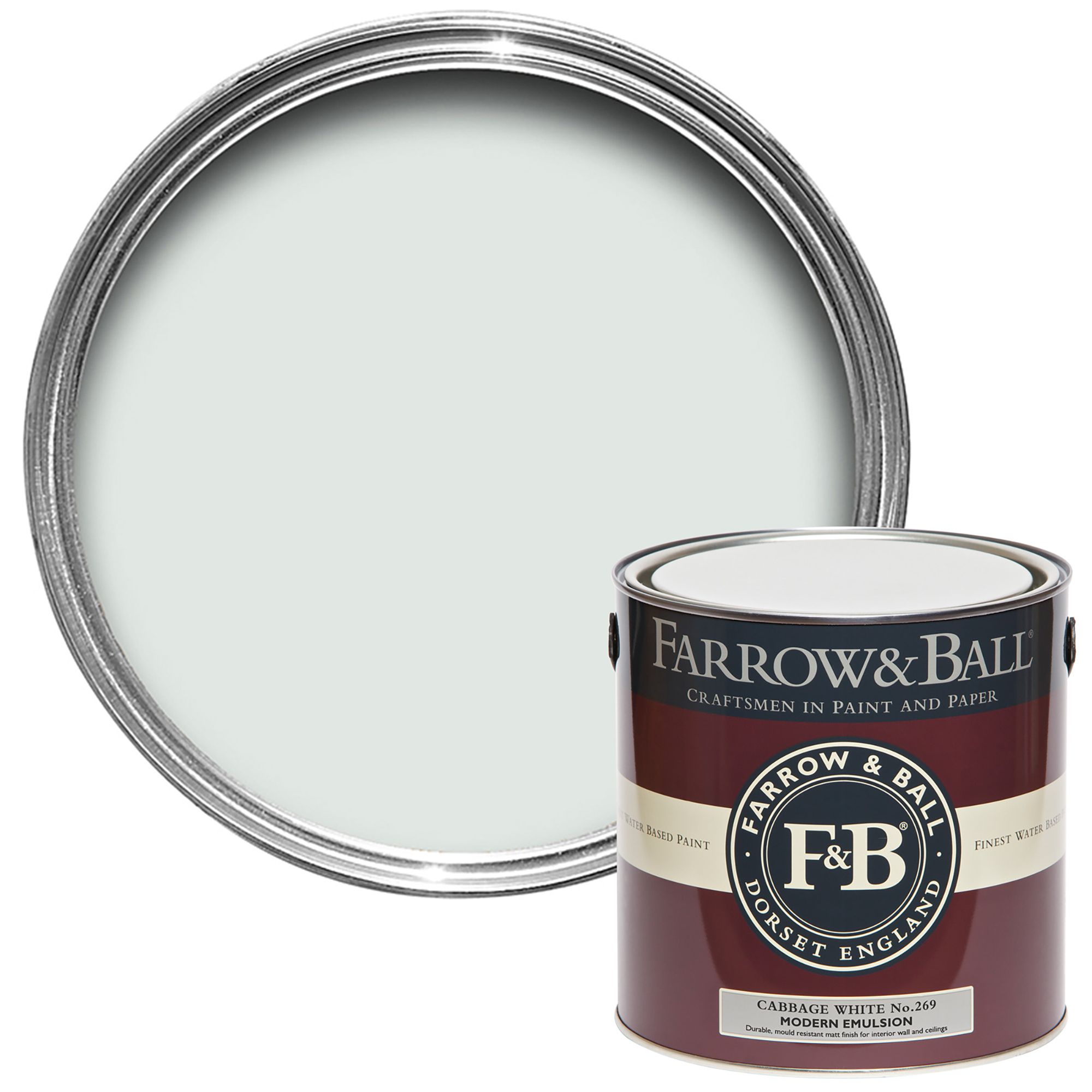 Farrow & Ball Modern Cabbage White No.269 Matt Emulsion paint, 2.5L