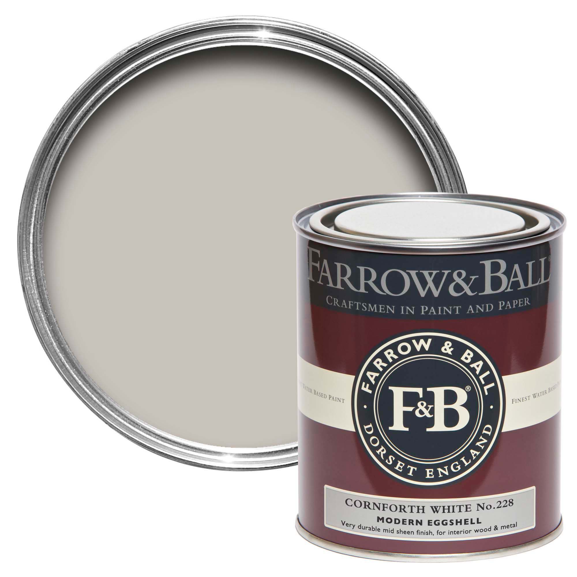 Farrow & Ball Modern Cornforth White No.228 Eggshell Paint, 750ml | DIY ...