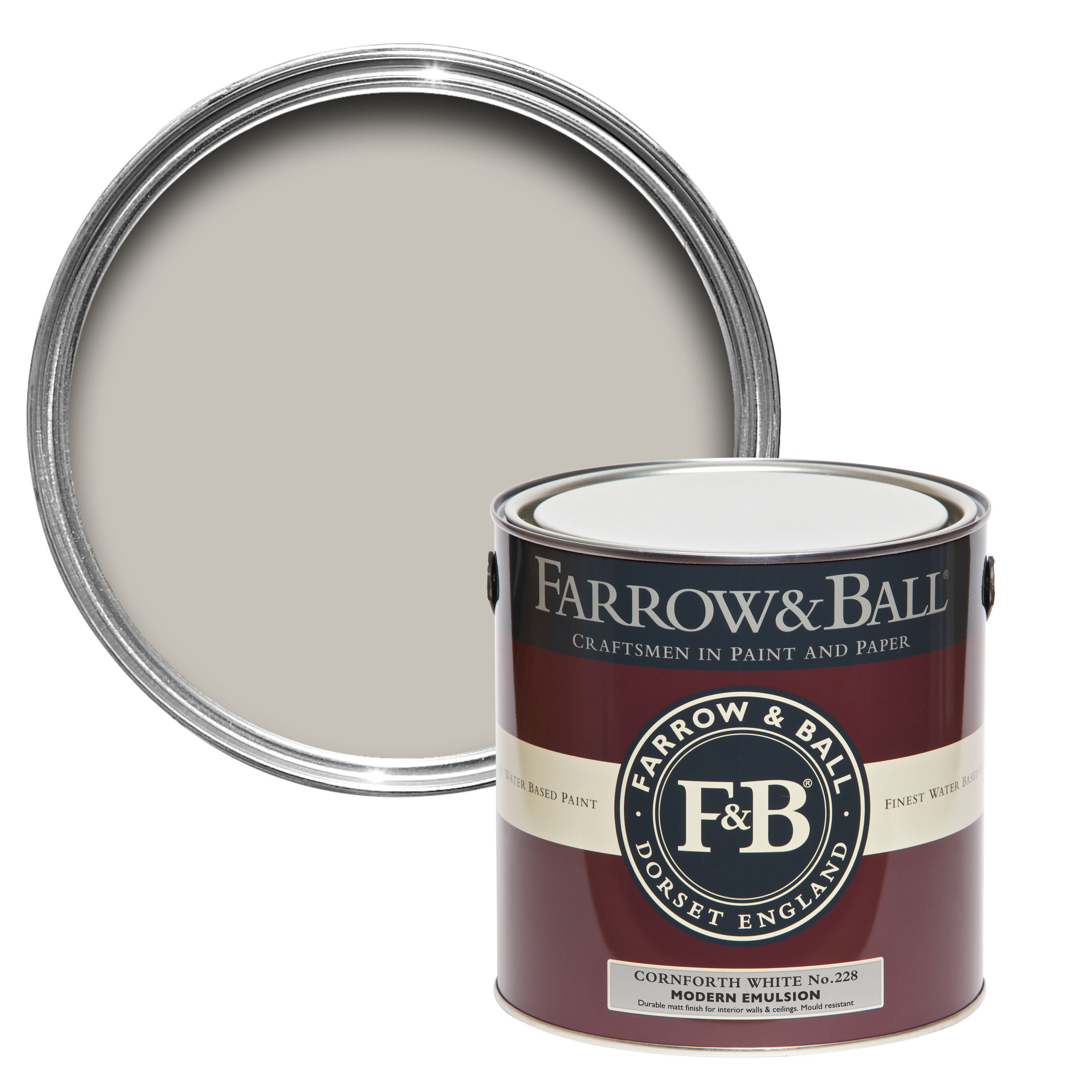 Farrow & Ball Modern Cornforth white No.228 Matt Wall & ceiling Emulsion paint, 2.5L