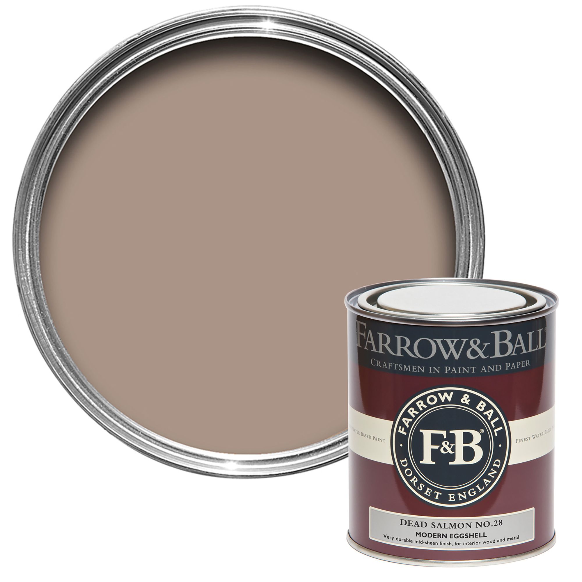 Farrow & Ball Modern Dead Salmon No.28 Eggshell Paint, 750ml