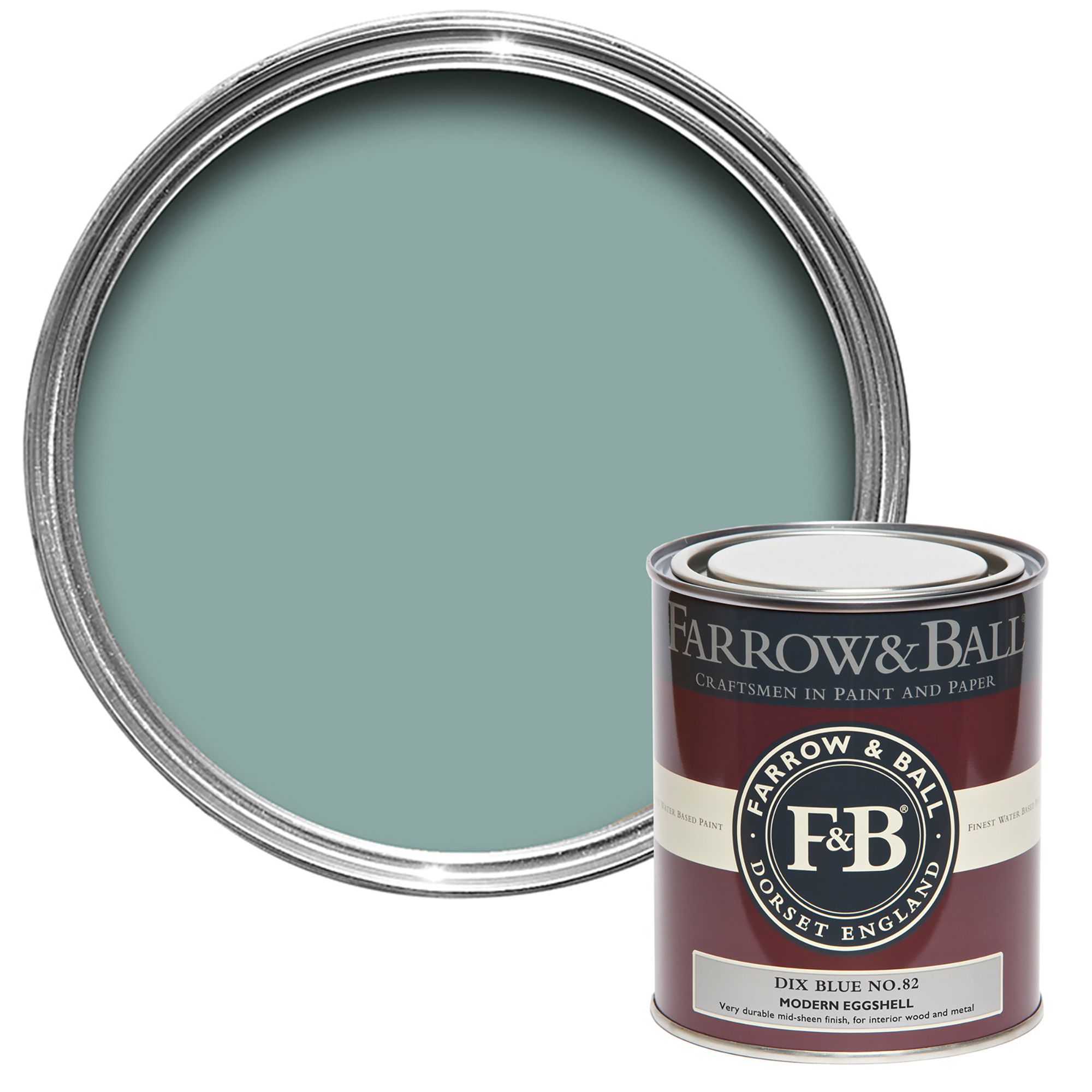 Farrow & Ball Modern Dix Blue No.82 Eggshell Paint, 750ml DIY at B&Q