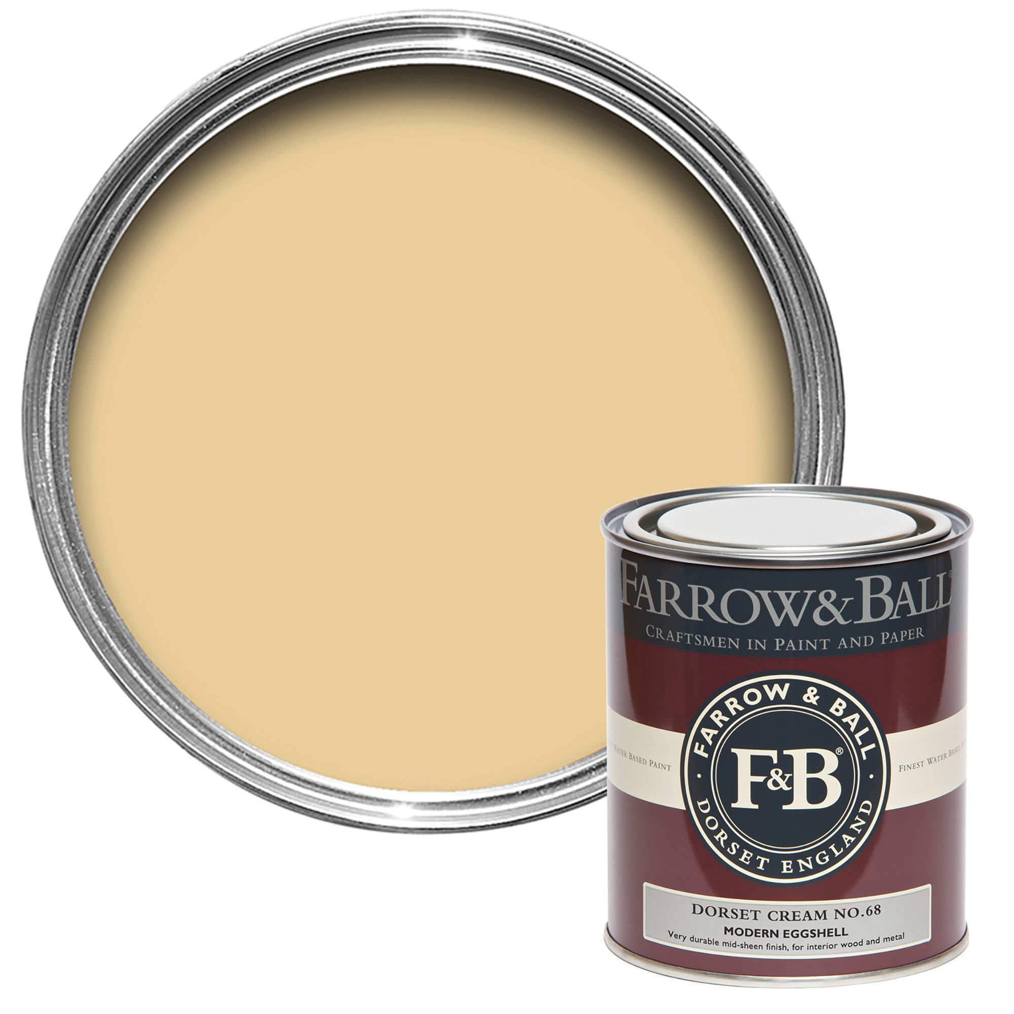 Farrow & Ball Modern Dorset Cream No.68 Eggshell Paint, 750ml