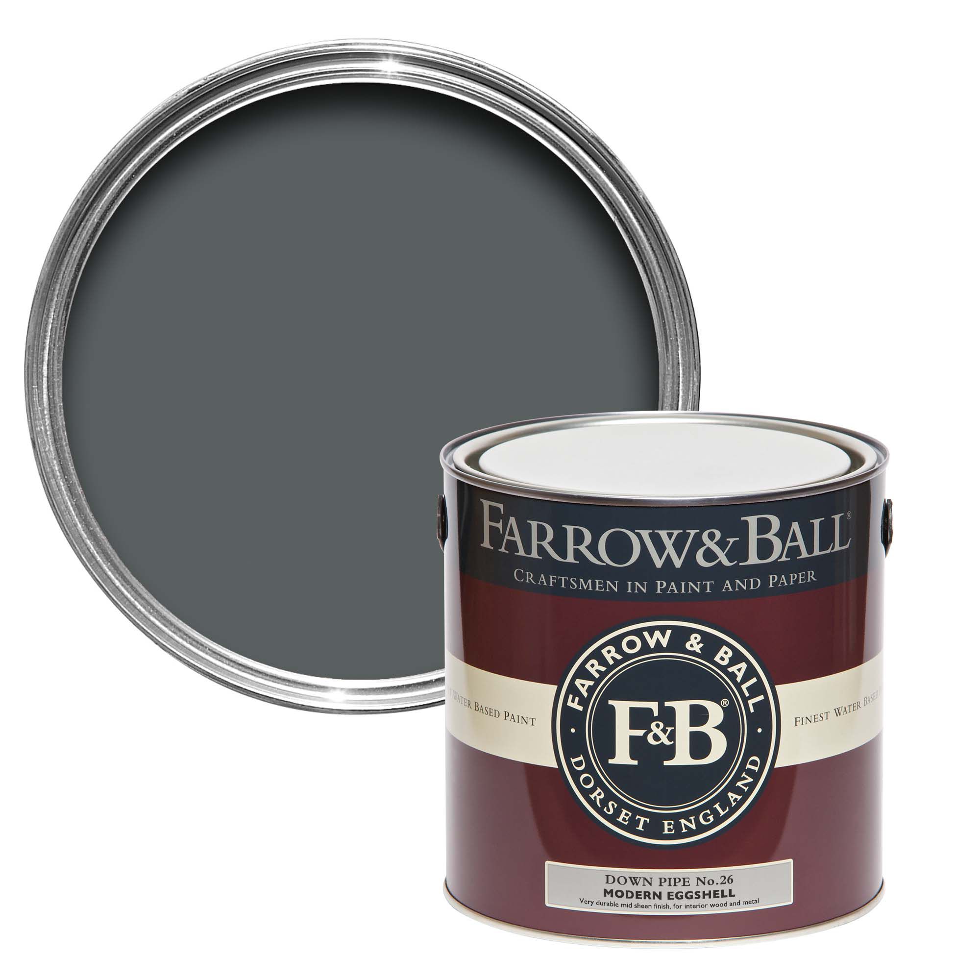 Farrow & Ball Modern Down Pipe No.26 Eggshell Paint, 2.5L