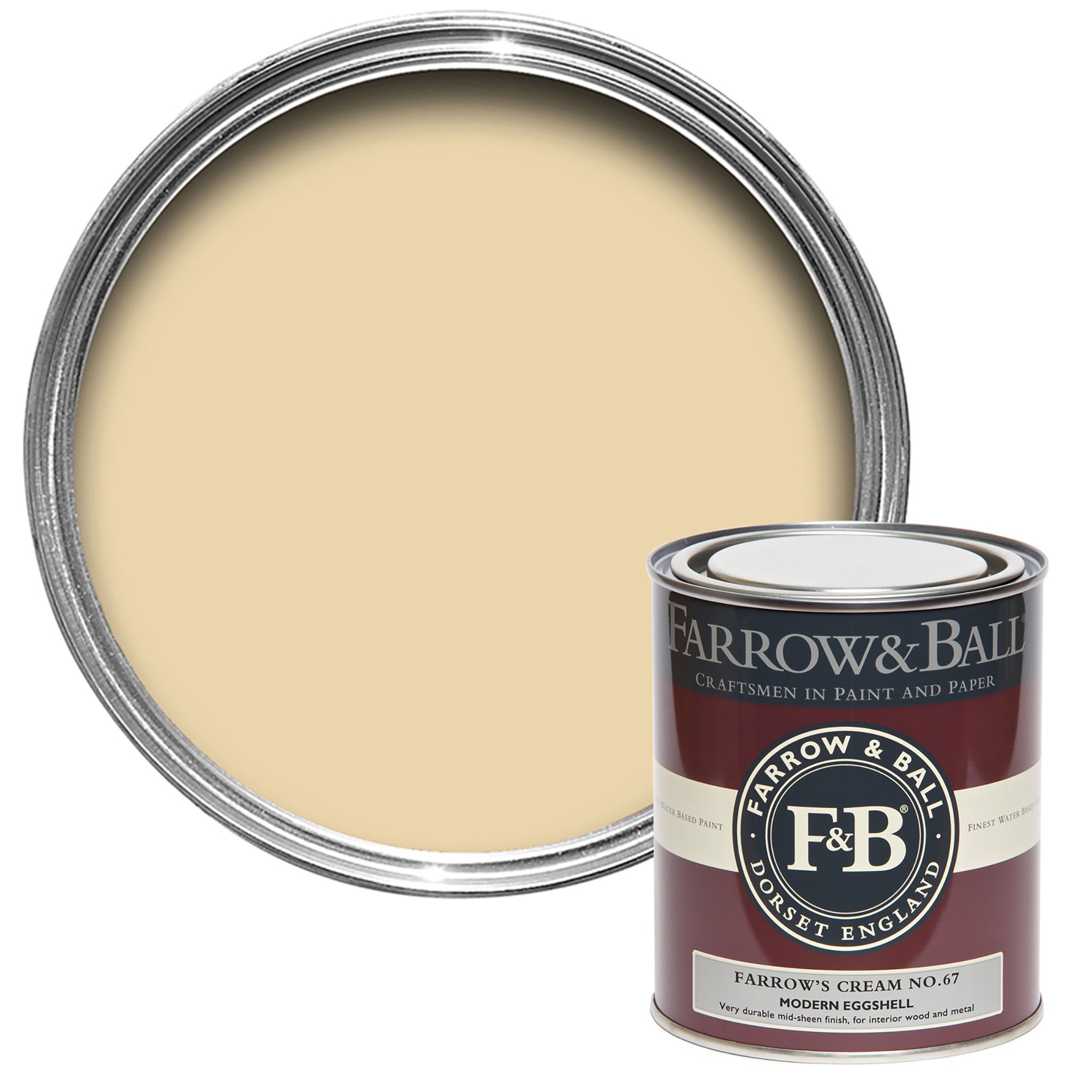 Farrow & Ball Modern Farrow's Cream No.67 Eggshell Paint, 750ml