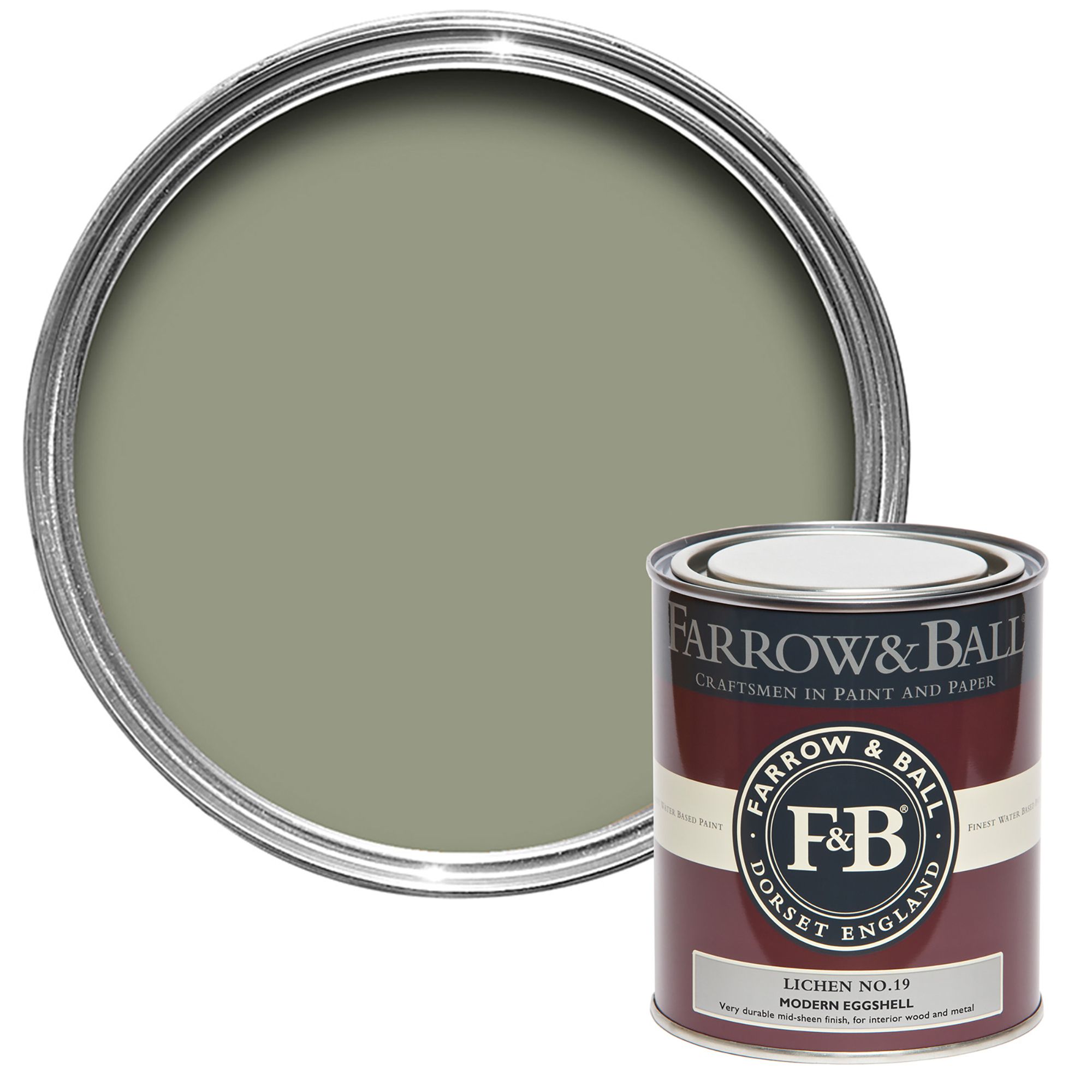 Farrow & Ball Modern Lichen No.19 Eggshell Paint, 750ml DIY at B&Q