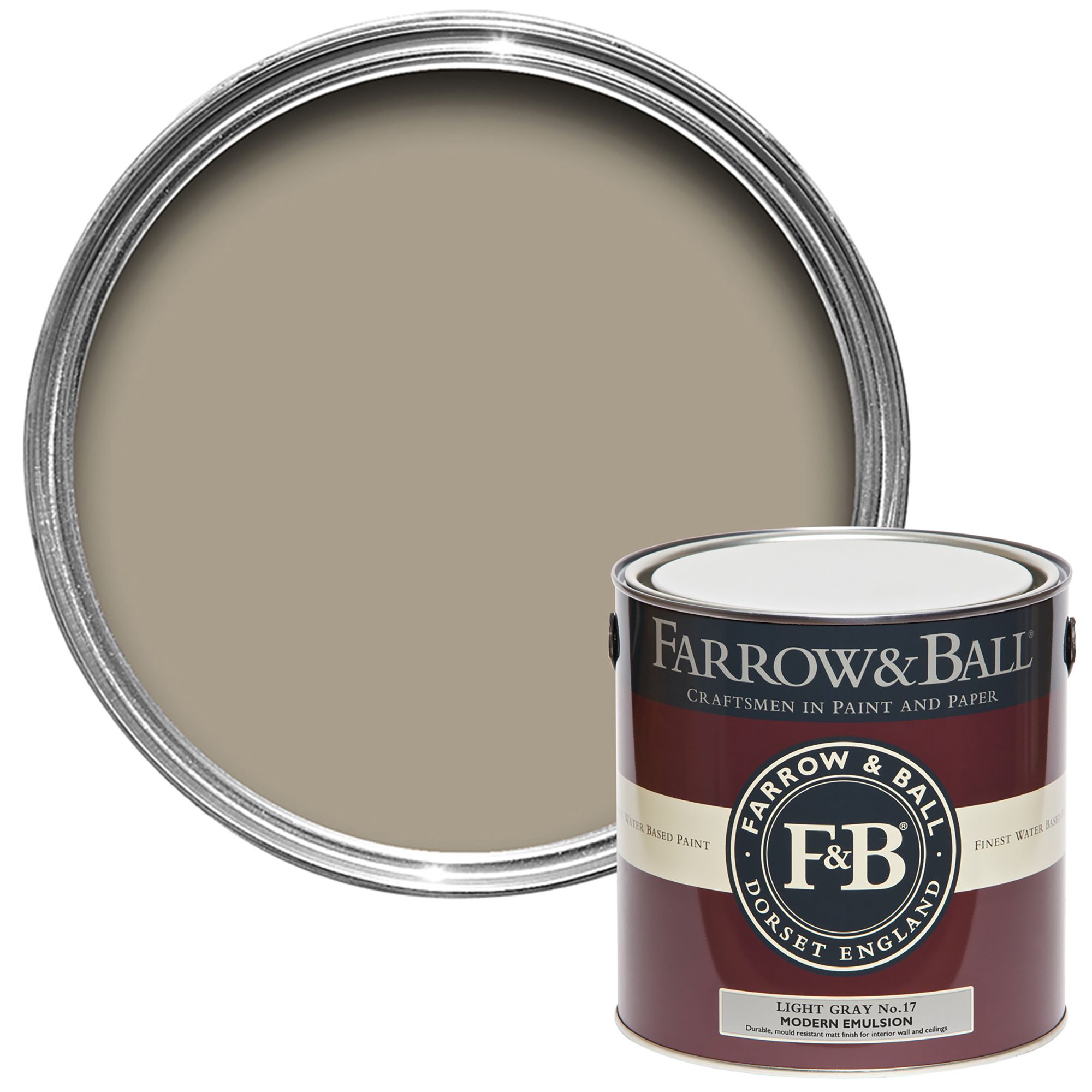 Farrow & Ball Modern Light Gray No.17 Matt Emulsion paint, 2.5L