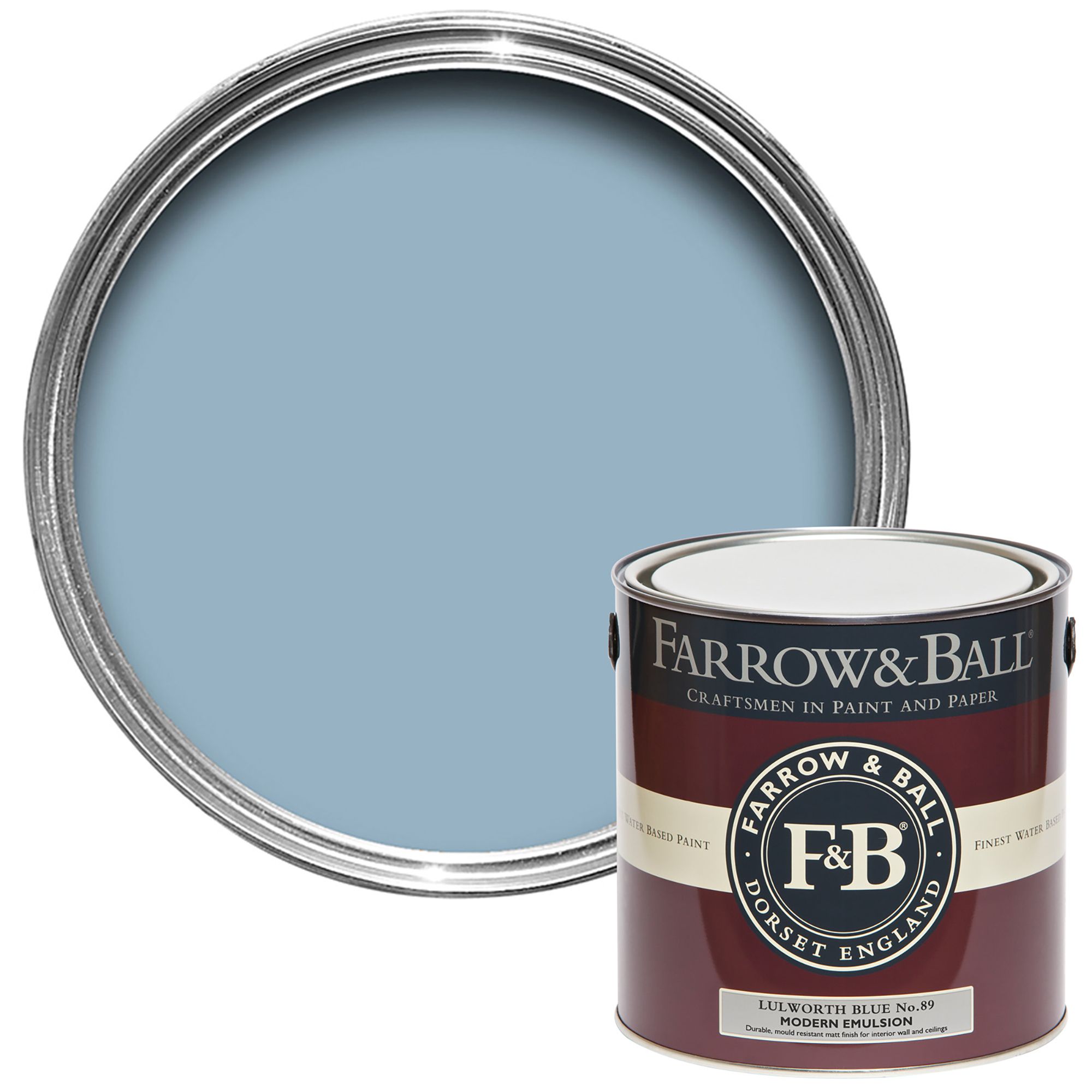 Farrow & Ball Modern Lulworth Blue No.89 Matt Emulsion paint, 2.5L