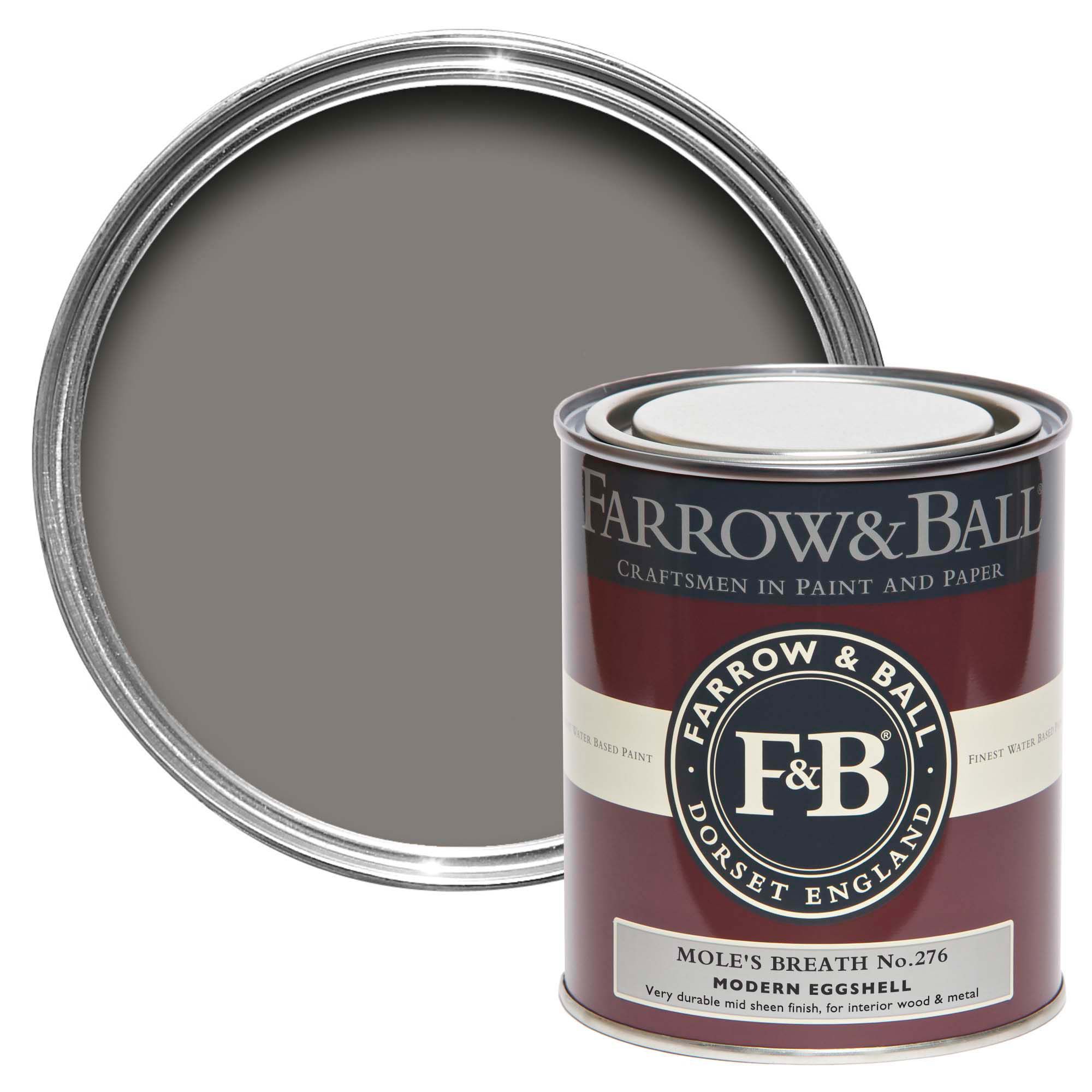 Farrow & Ball Modern Mole's Breath No.276 Eggshell Paint, 750ml DIY