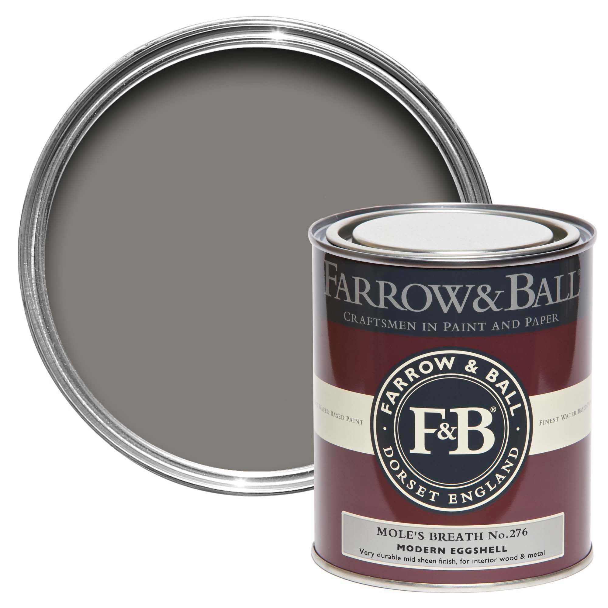 Farrow & Ball Modern Mole's Breath No.276 Eggshell Paint, 750ml