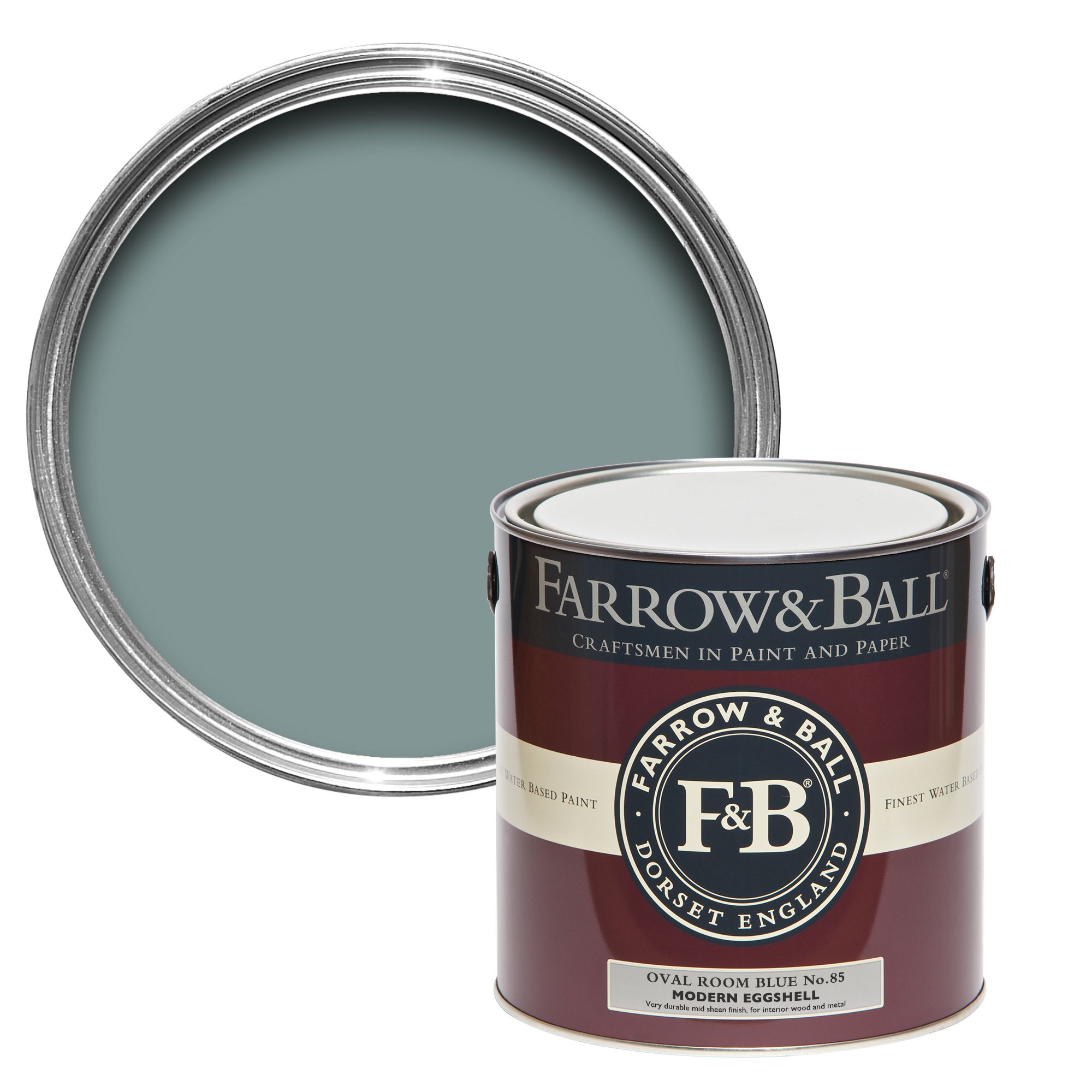 Farrow & Ball Modern Oval Room Blue No.85 Eggshell Paint, 2.5L