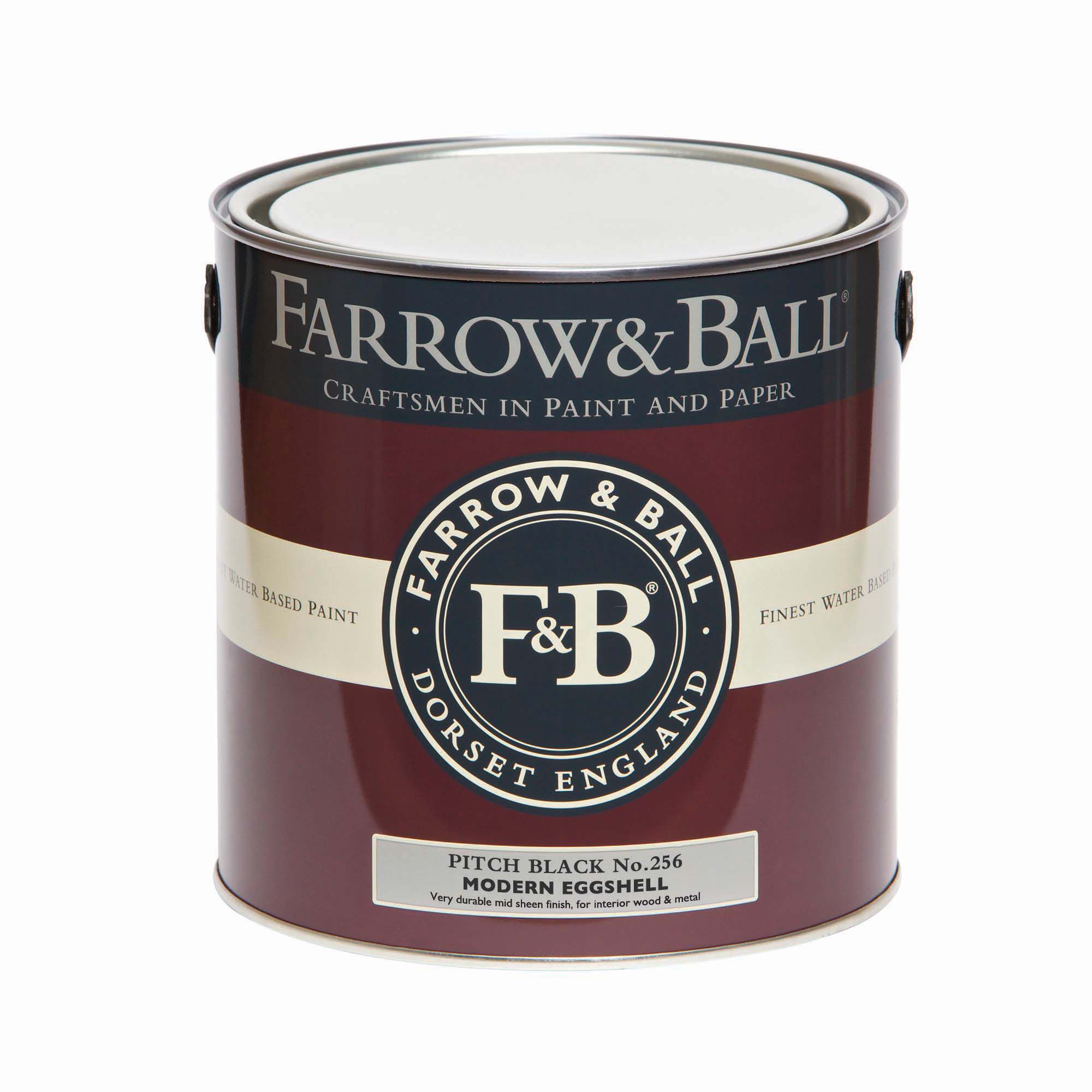 Farrow & Ball Modern Pitch Black Eggshell Interior Metal, plaster & wood Paint, 2.5L