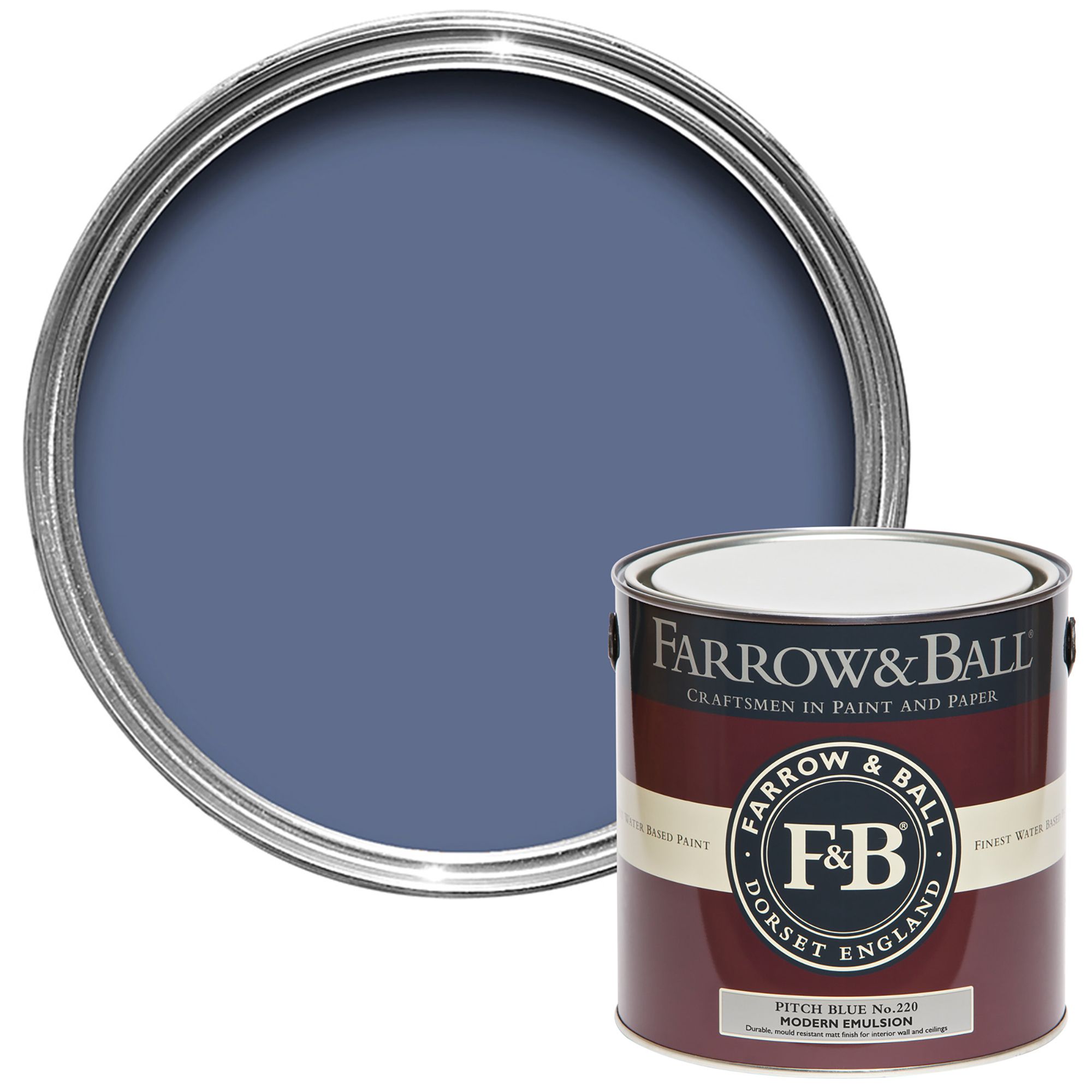 Farrow & Ball Modern Pitch Blue No.220 Matt Emulsion paint, 2.5L