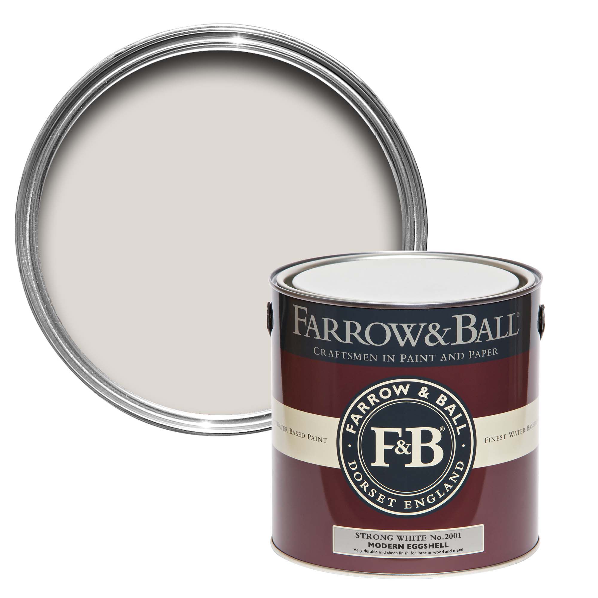 Farrow & Ball Modern Strong White No.2001 Eggshell Paint, 2.5L