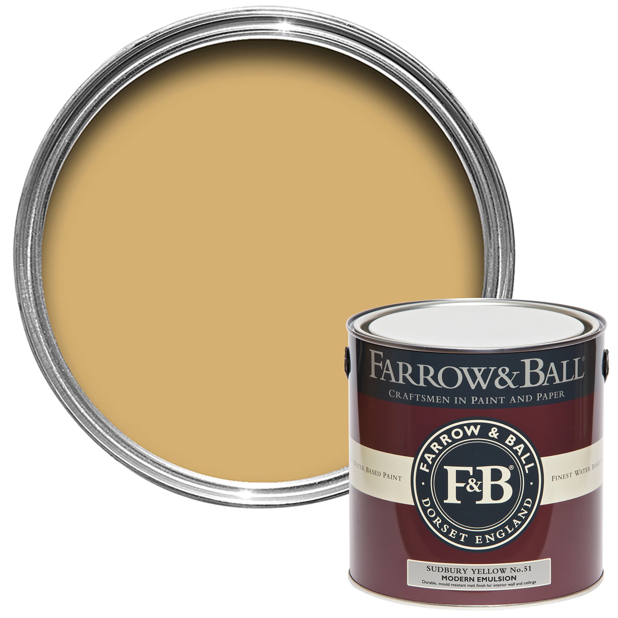 Farrow & Ball Modern Sudbury Yellow Matt Wall & ceiling Emulsion paint, 2.5L