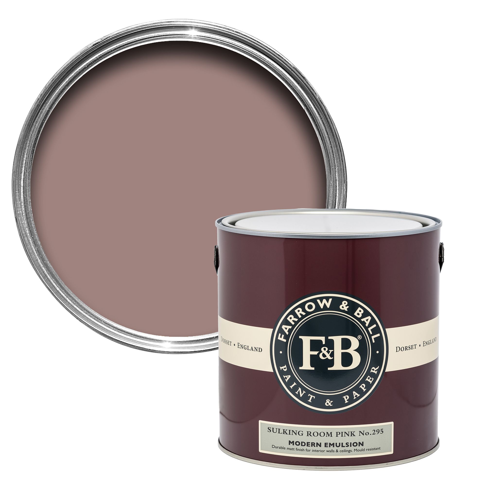 Farrow &amp; Ball Modern Sulking Room Pink Matt Wall &amp; ceiling Emulsion paint, 2.5L