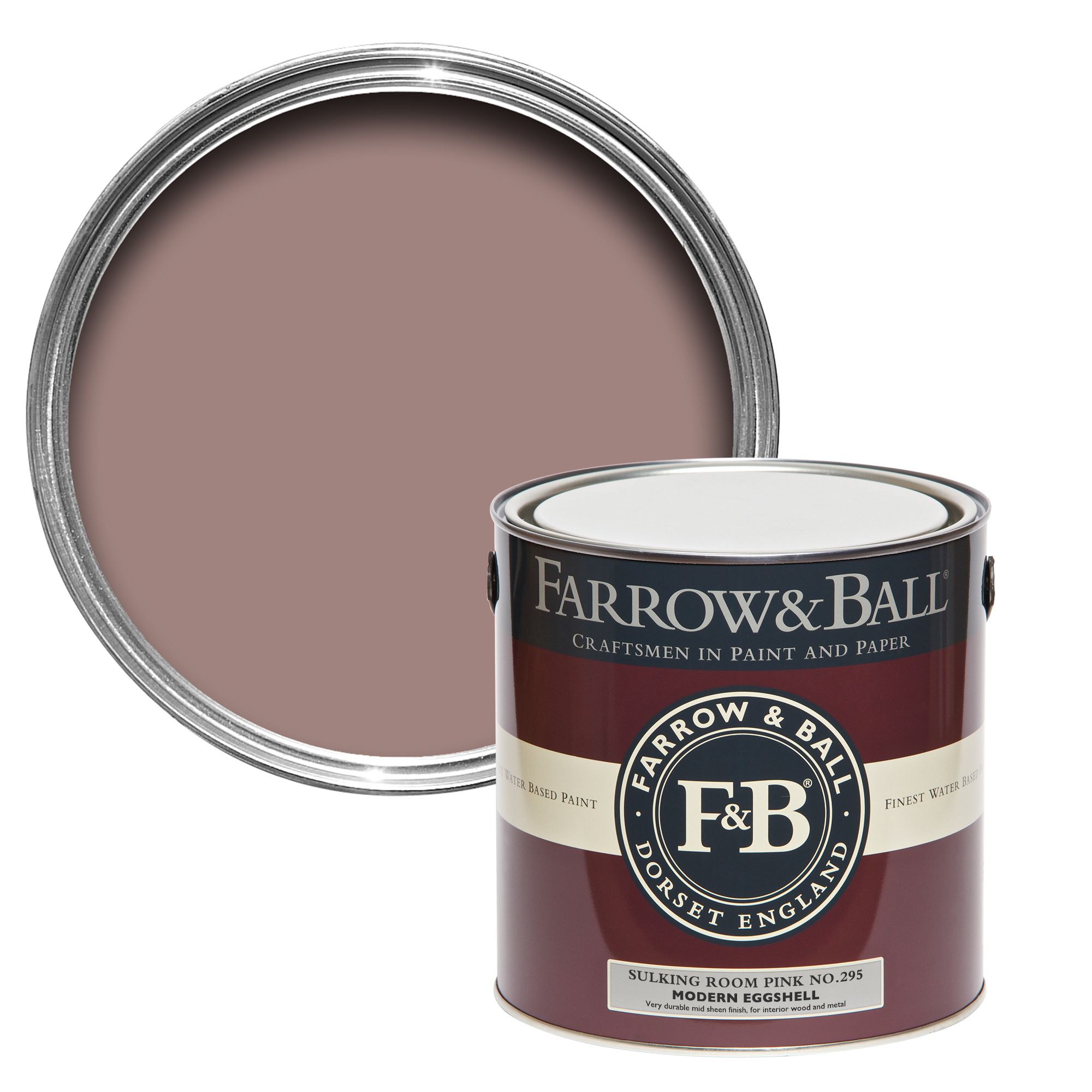 Farrow & Ball Modern Sulking Room Pink No.295 Eggshell Paint, 2.5L