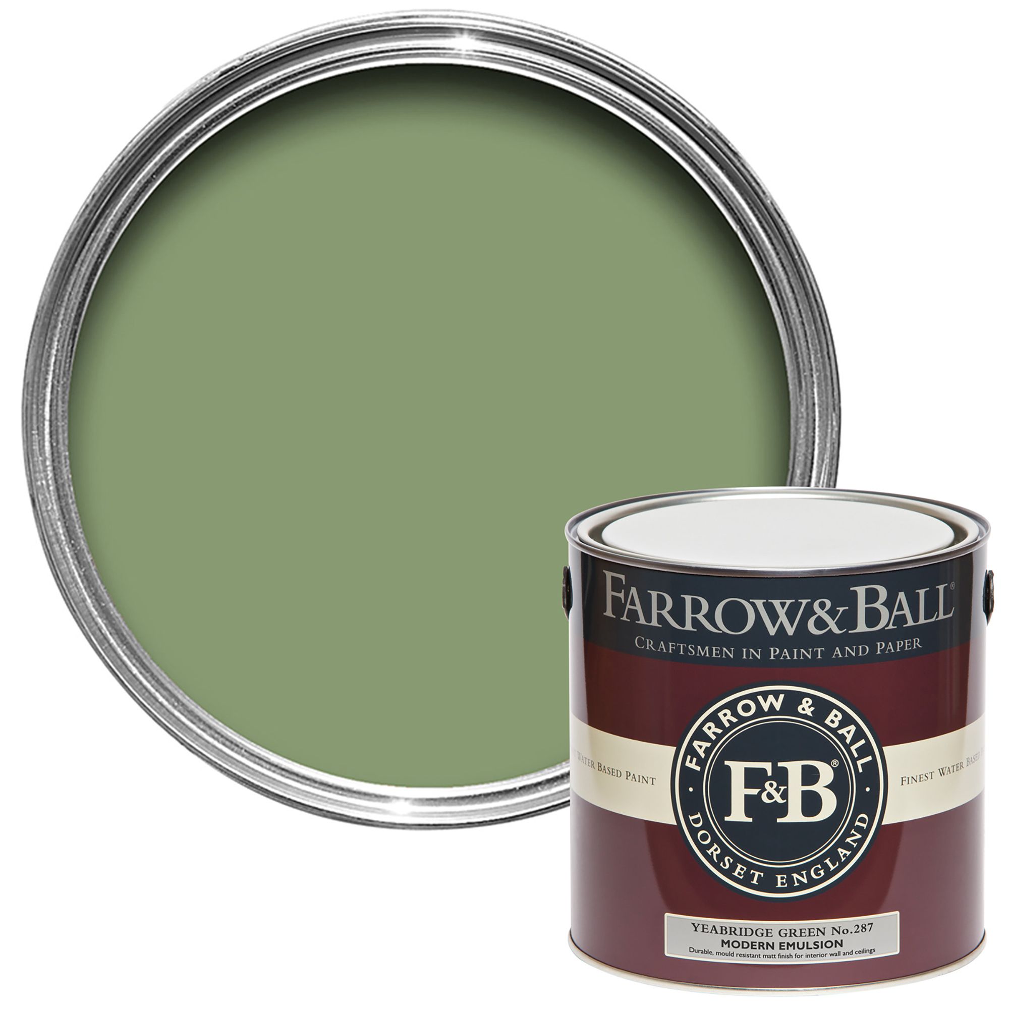 Farrow & Ball Modern Yeabridge Green No.287 Matt Emulsion paint, 2.5L