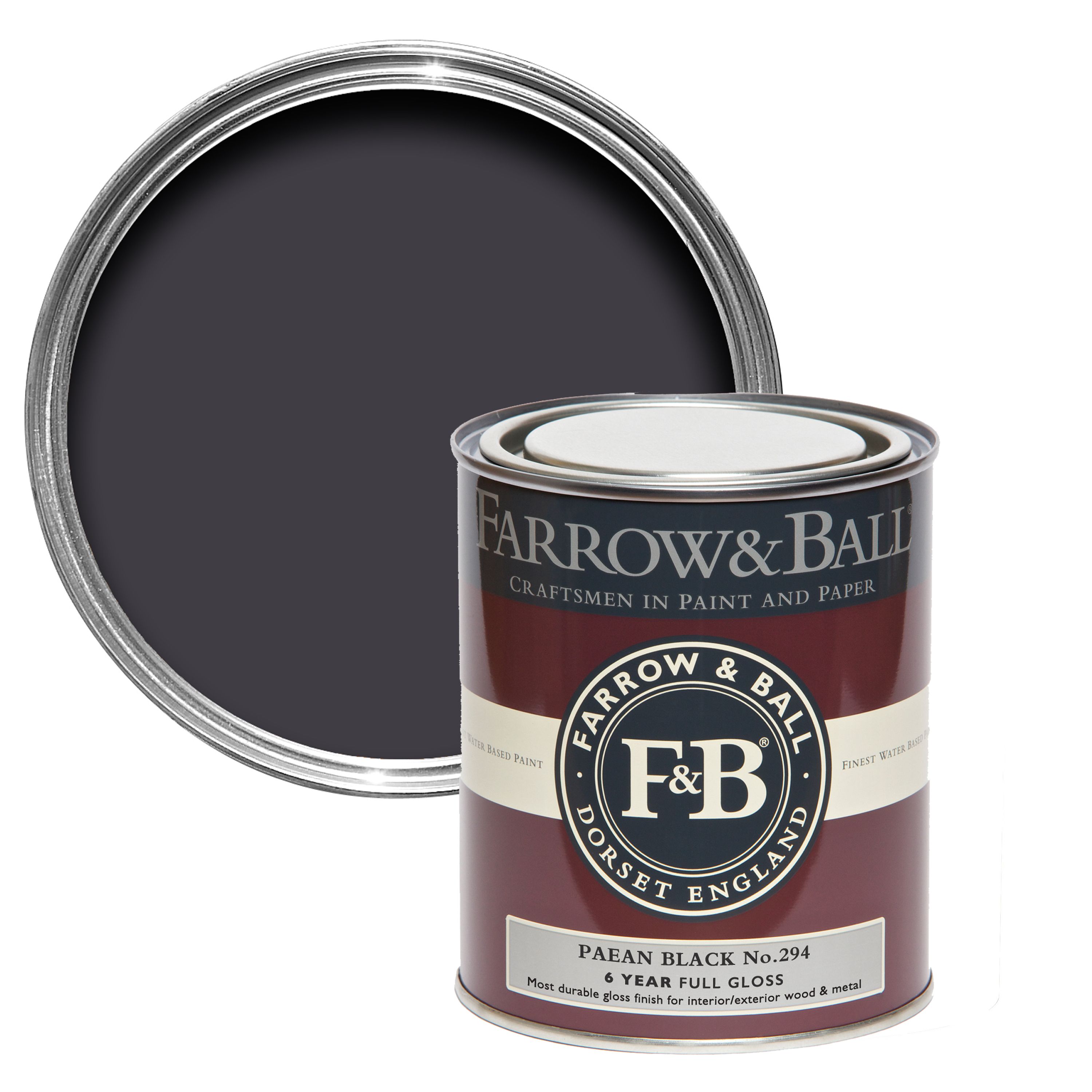 Farrow & Ball Paean black Gloss Metal & wood paint, 750ml