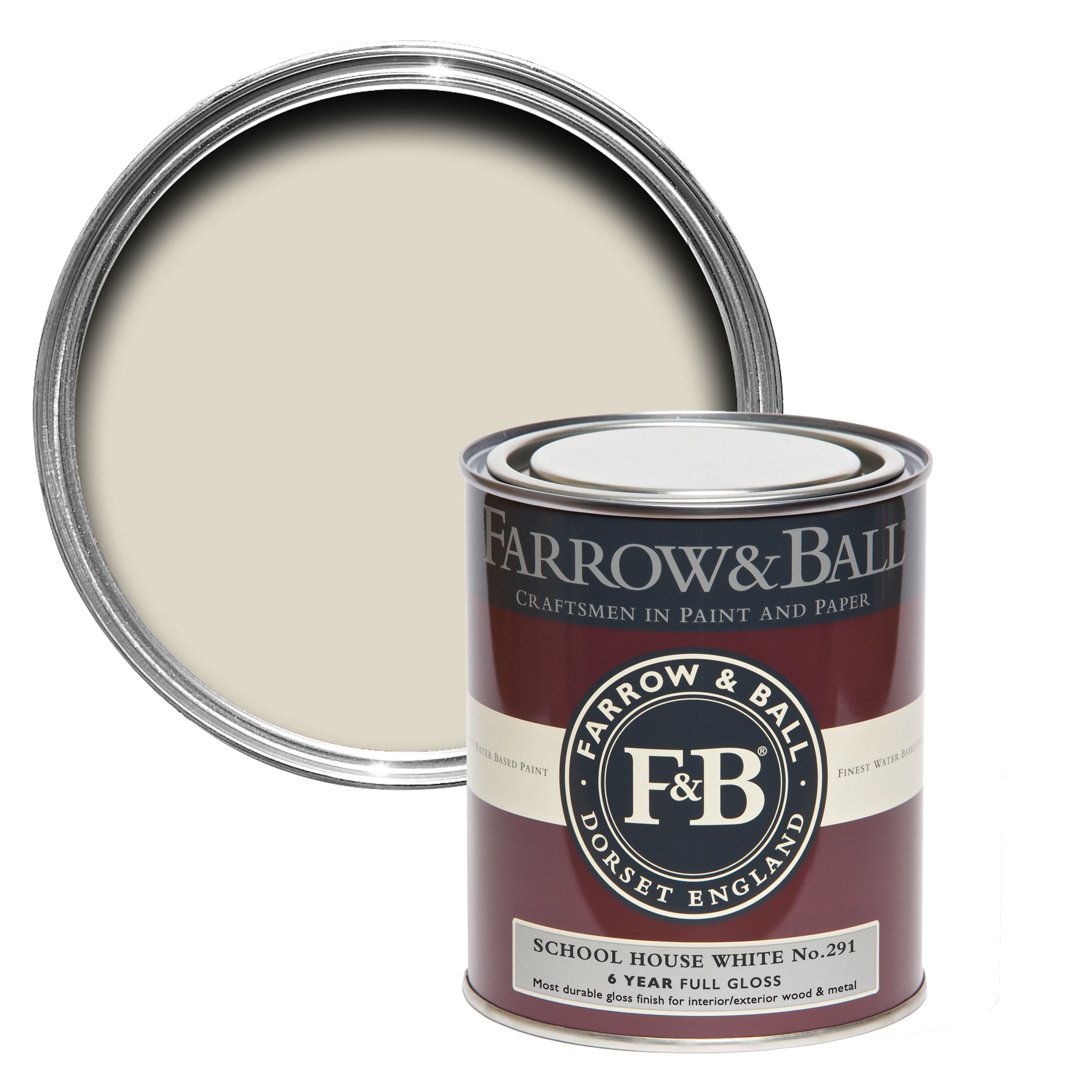 Farrow & Ball School house white No.291 Gloss Metal & wood paint, 0.75L