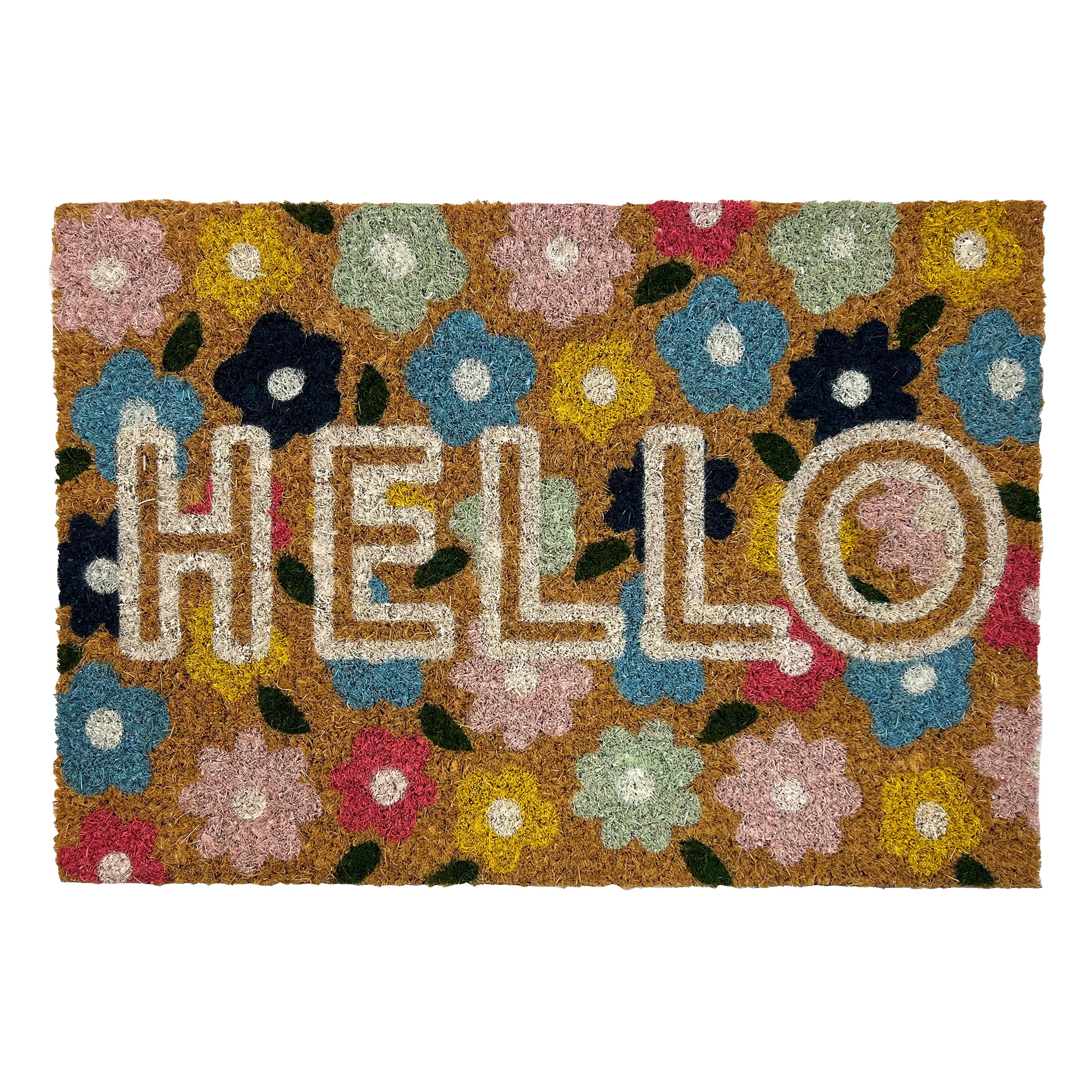 Fashion Multicolour Hello Floral Door mat, 57cm x 40cm
