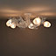 Faye Floral Brushed Matt Glass & metal White 5 Lamp LED Ceiling light