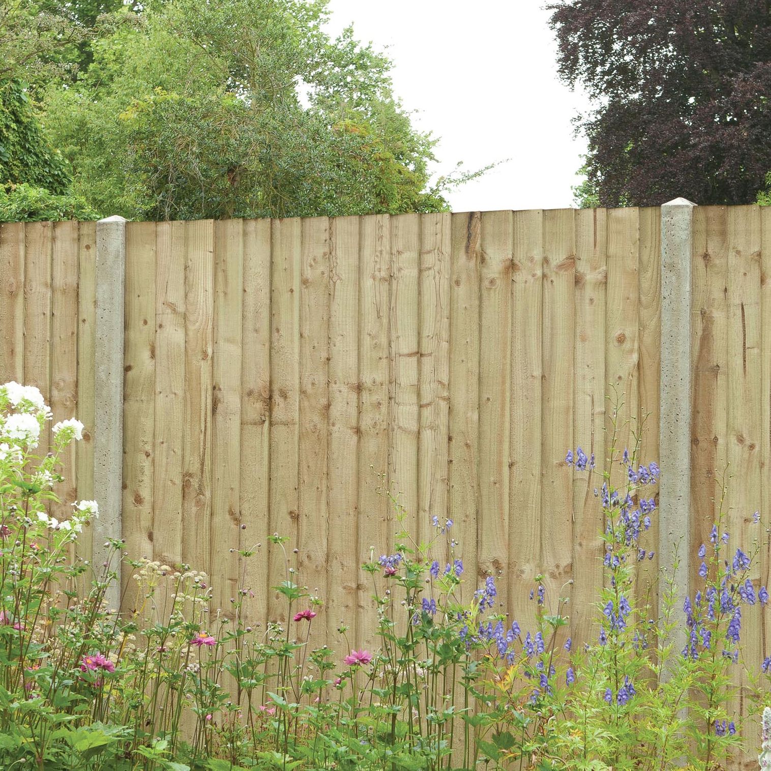 Feather edge 5ft Green Wooden Fence panel (W)1.83m (H)1.5m, Pack of 3