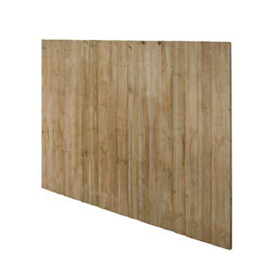 Feather edge Green Wooden Fence panel (W)1.83m (H)1.8m, Pack of 3