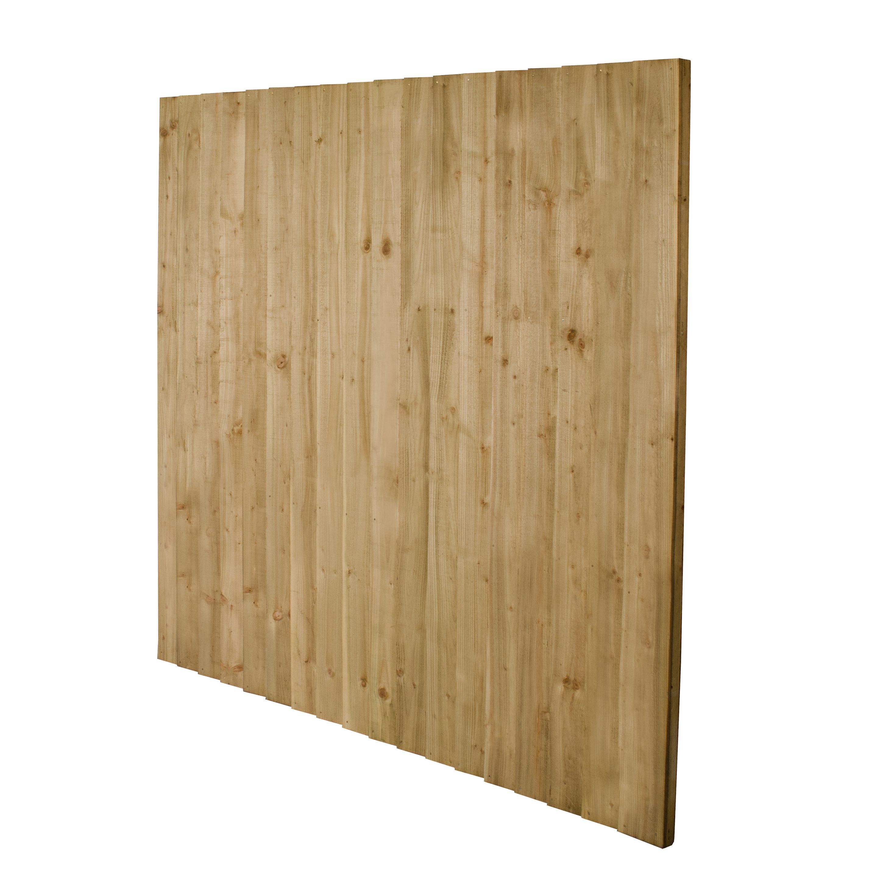 Feather edge Green Wooden Fence panel (W)1.83m (H)1.8m, Pack of 5