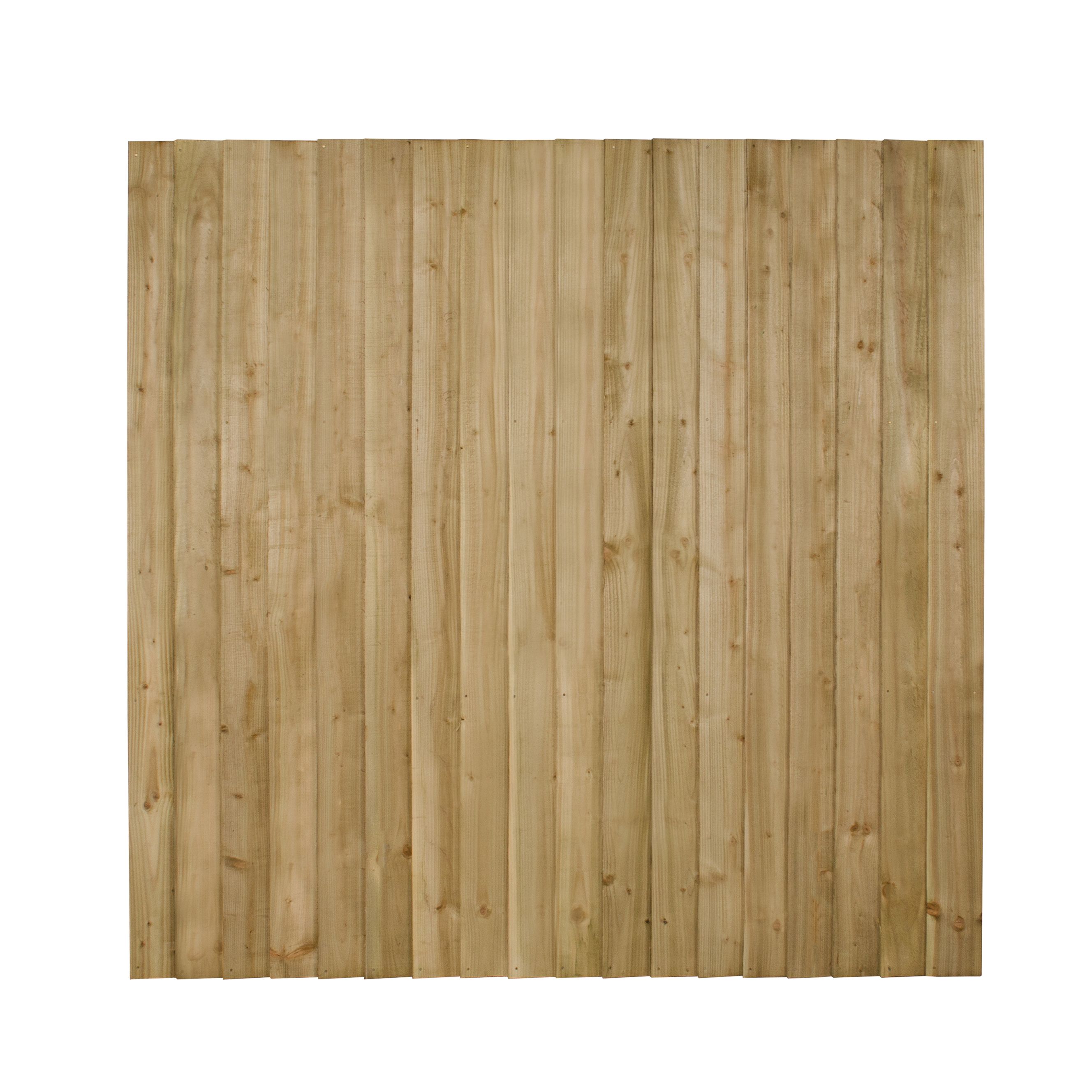 Feather edge Green Wooden Fence panel (W)1.83m (H)1.8m, Pack of 5