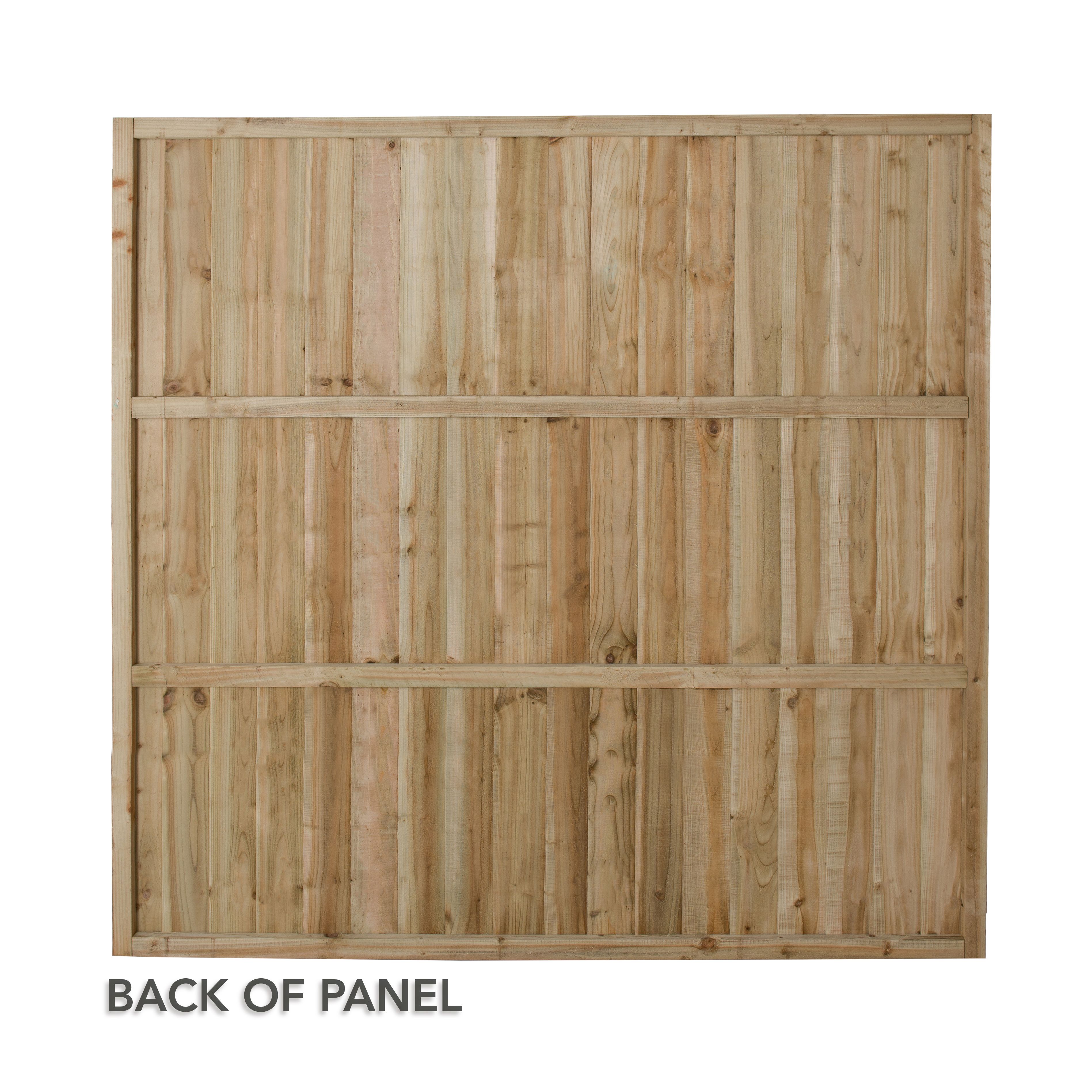 Feather edge Green Wooden Fence panel (W)1.83m (H)1.8m, Pack of 5