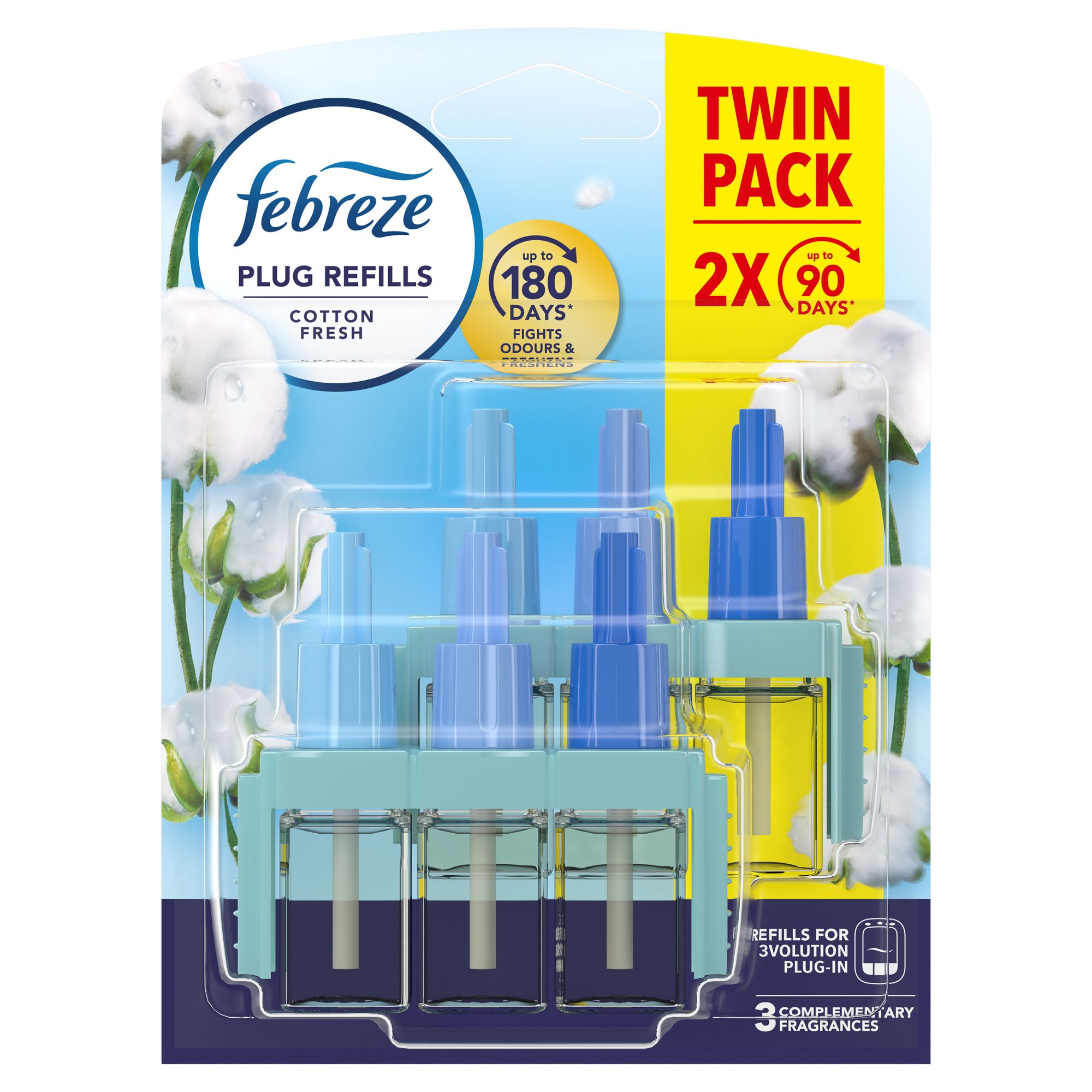 Febreze 3Volution Cotton Fresh Air freshener refill, 20ml, Pack of 2