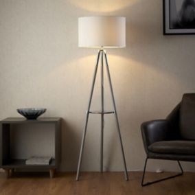Ferrara Gloss Grey Metallic effect Shelf floor lamp