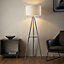 Ferrara shelf Gloss Grey Metallic effect Shelf floor lamp