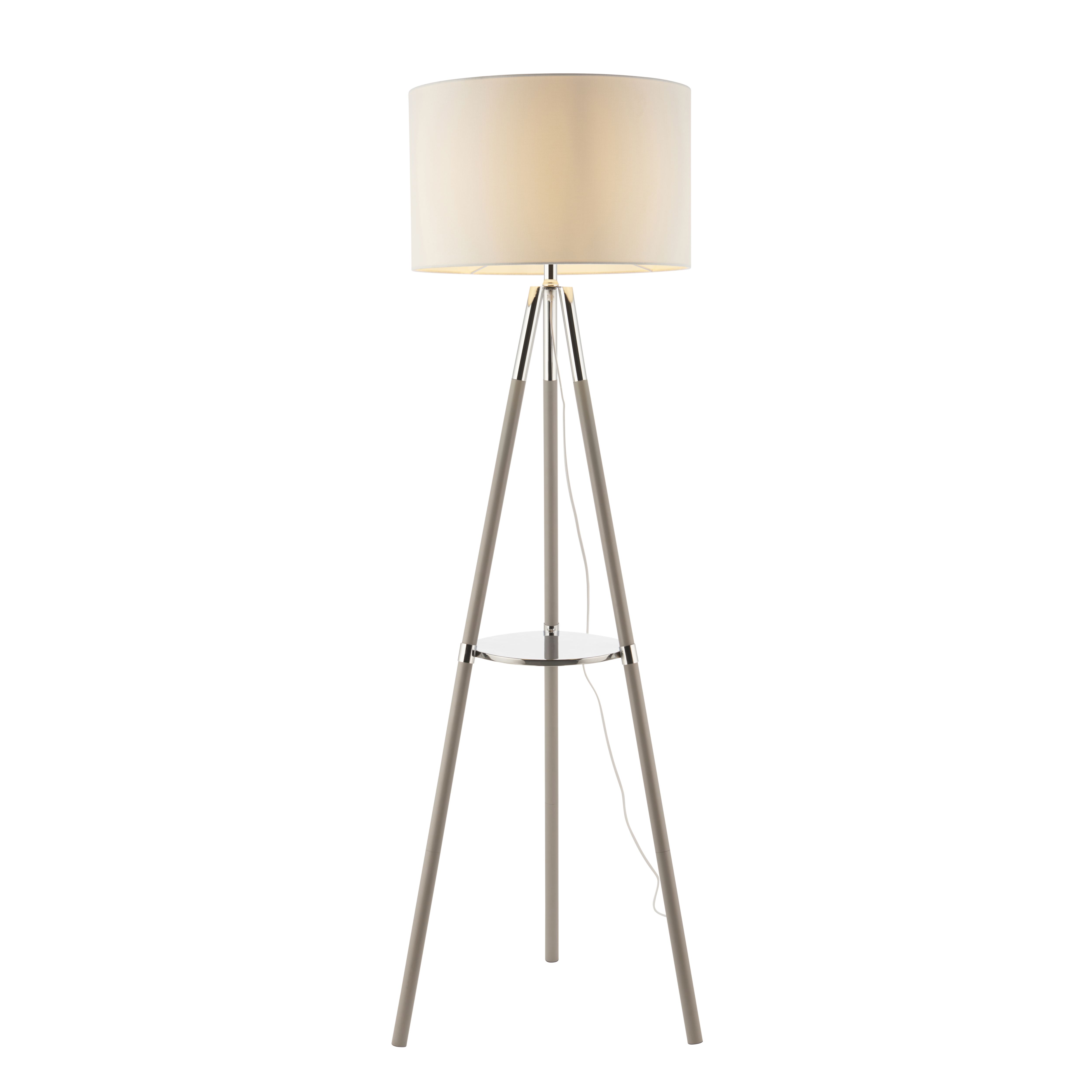 Ferrara shelf Gloss Grey Metallic effect Shelf floor lamp