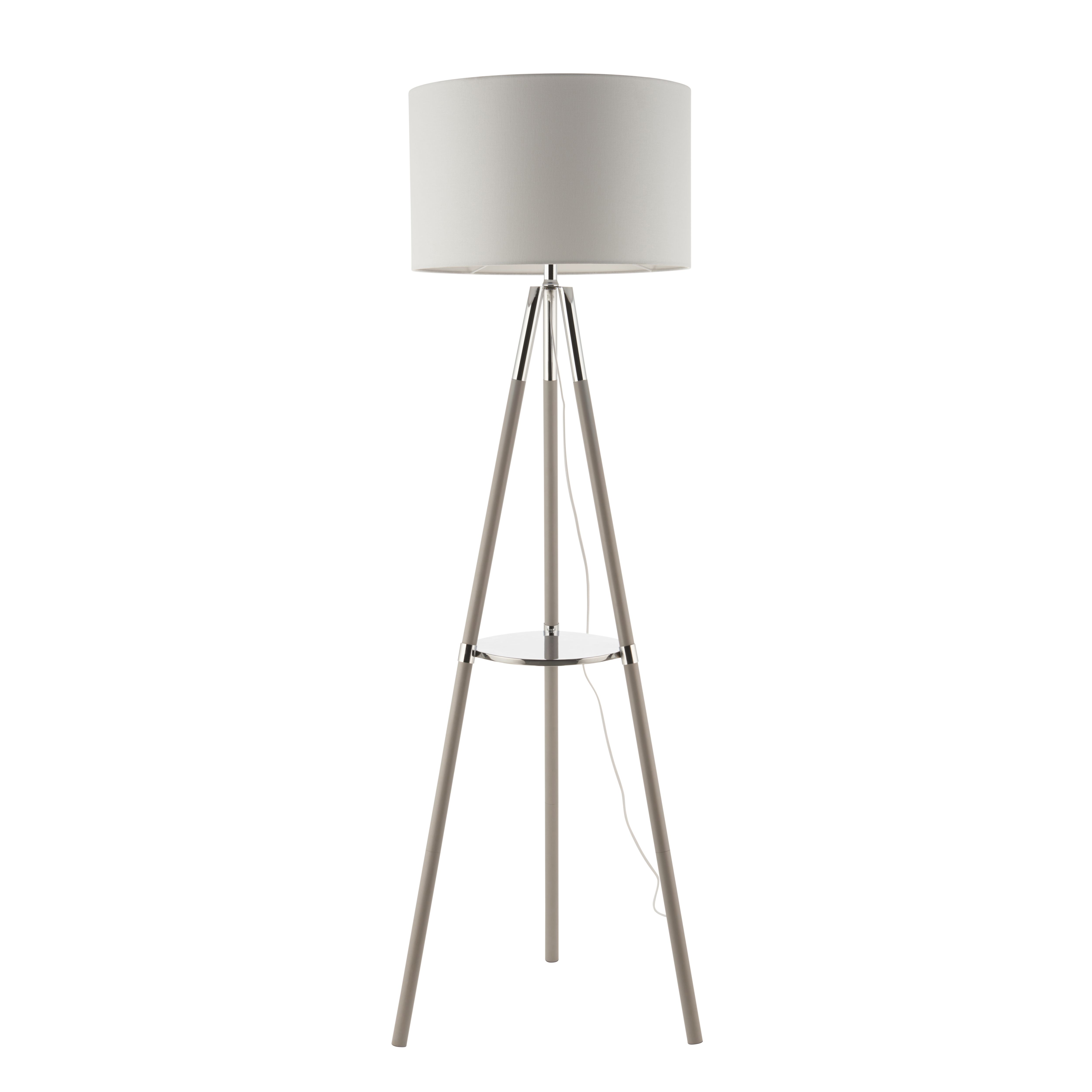 Ferrara shelf Gloss Grey Metallic effect Shelf floor lamp