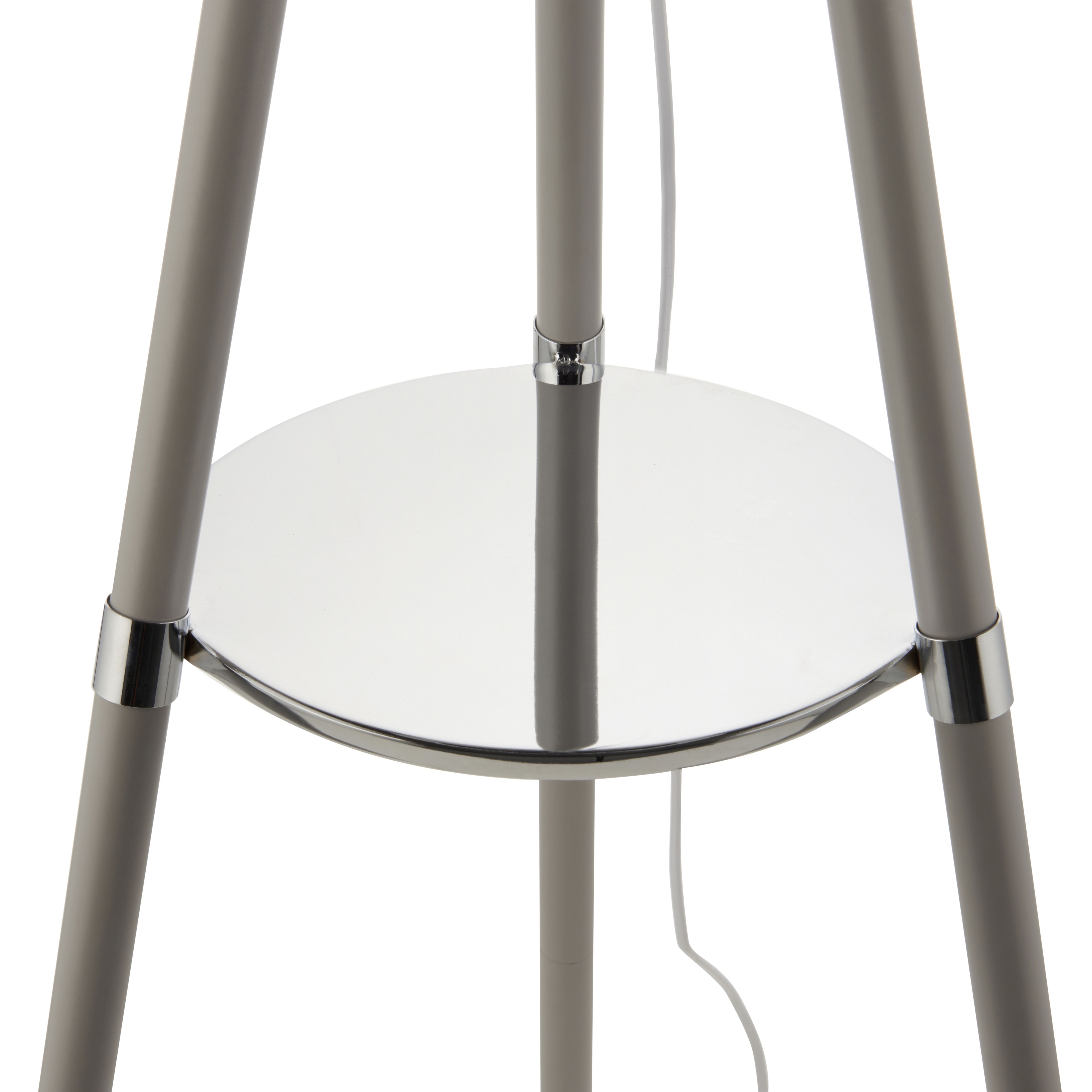 Ferrara shelf Gloss Grey Metallic effect Shelf floor lamp