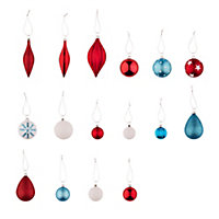 Festive bright Assorted Multicolour Bauble, Pack of 40