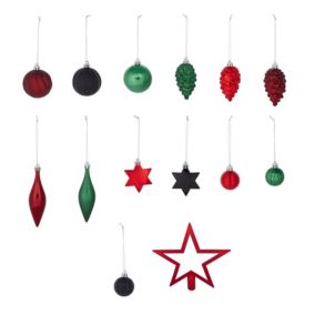 Festive classics Multicolour Plastic Hanging decoration set, Pack of 50