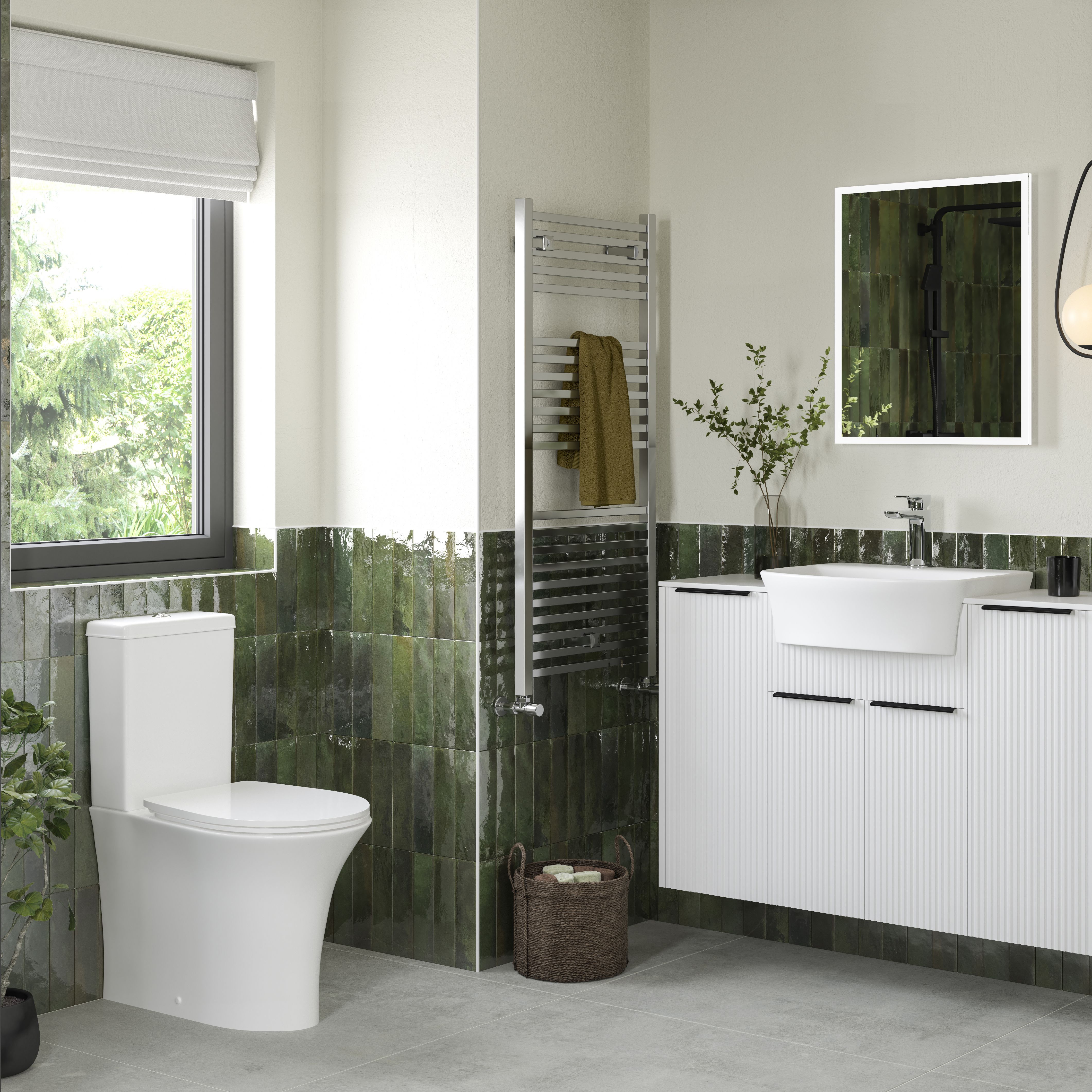 Fewstone White Slim Open back Toilet set with Soft close seat & Close coupled cistern