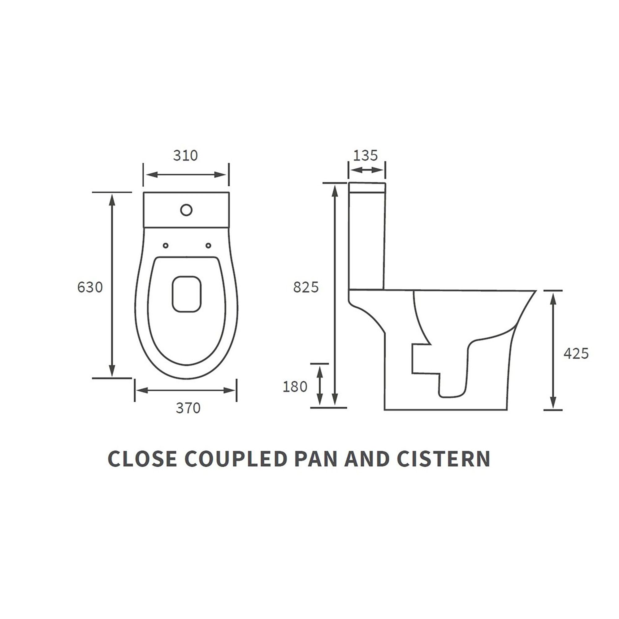 Fewstone White Slim Open back Toilet set with Soft close seat & Close coupled cistern