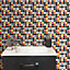 Fiesta Multicolour Handmade effect Glass 3x3 Mosaic tile, (L)300mm (W)300mm