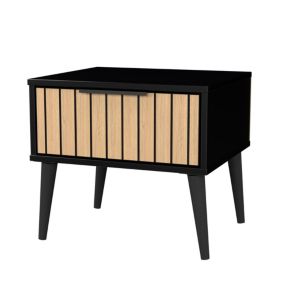 Fiji Ready assembled Black & oak 1 Drawer Bedside chest (H)429mm (W)450mm (D)395mm