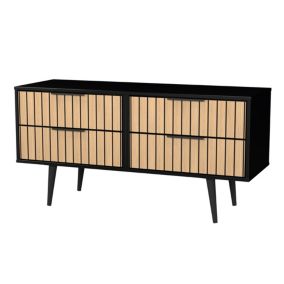 Fiji Ready assembled Black & oak 4 Drawer Bed box (H)594mm (W)1145mm (D)395mm