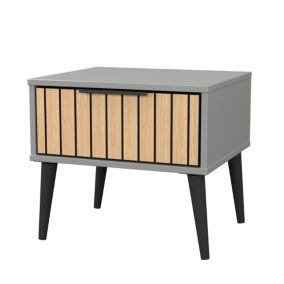 Fiji Ready assembled Grey & oak 1 Drawer Bedside chest (H)429mm (W)450mm (D)395mm