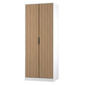 Fiji Ready assembled Scandinavian White & oak Tall Double Wardrobe (H)1960mm (W)765mm (D)530mm