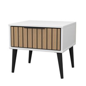 Fiji Ready assembled White & oak 1 Drawer Bedside chest (H)429mm (W)450mm (D)395mm